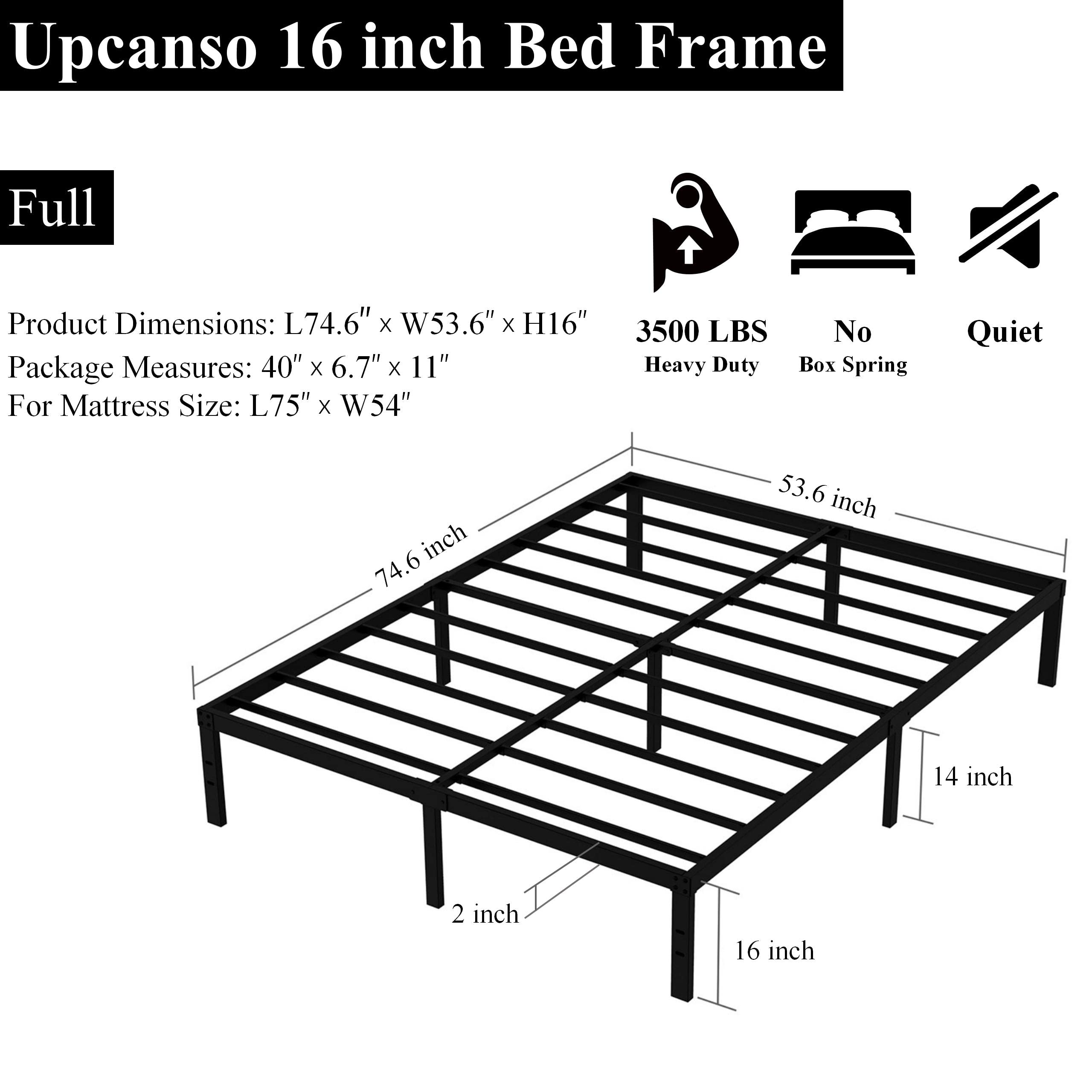 16 Inch Full Size Bed Frame with 14 Inch Storage - Heavy Duty Metal Platform (3,500 lbs Capacity) - No Box Spring Needed - Easy Assembly Mattress Foundation - Perfect for Small Bedrooms, Guest Rooms & Dormitories