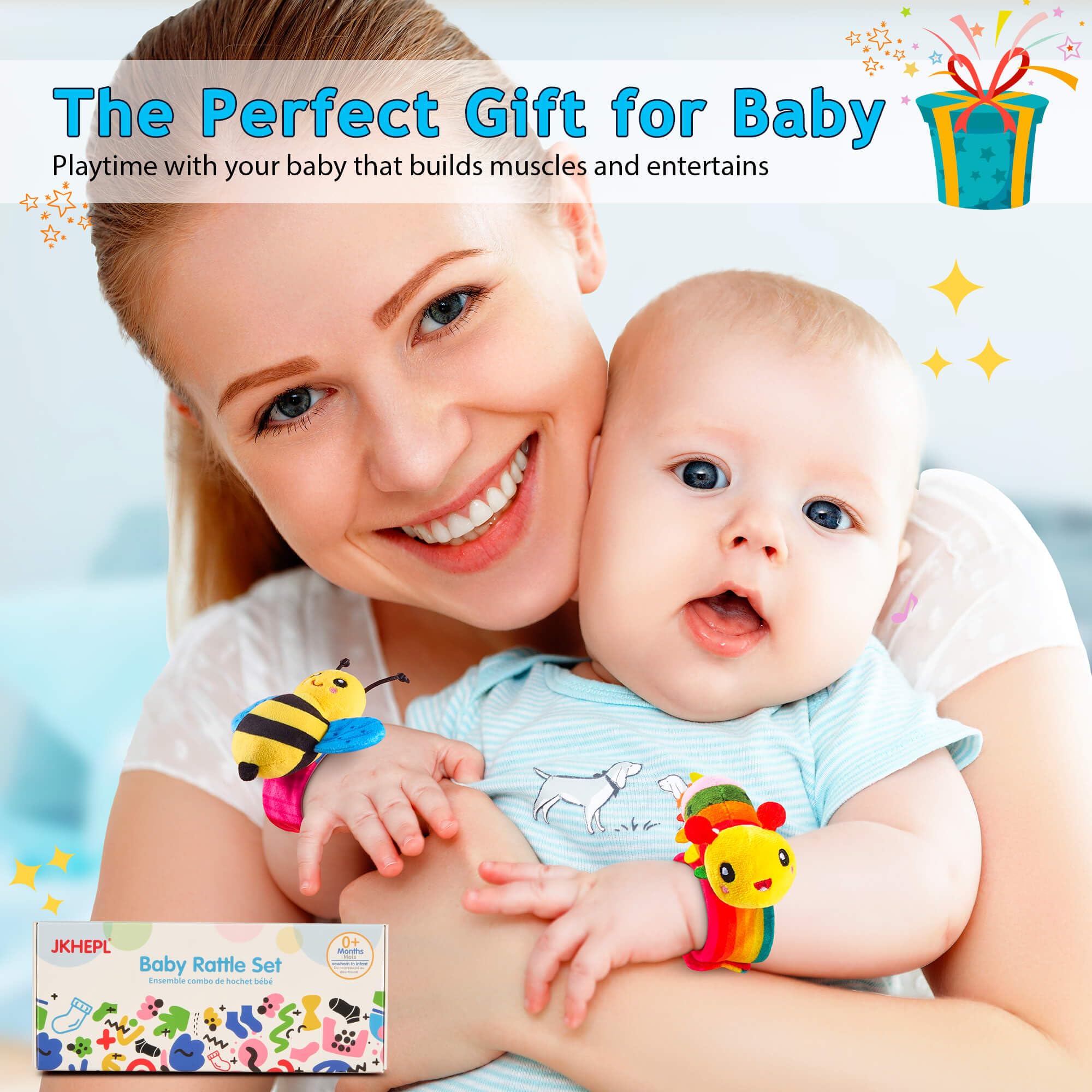Best Baby Rattles 0-12 Months - Soft Infant Toys & Newborn Essentials with Wrist Rattle Socks | Perfect Developmental Toys for 0-3, 3-6 & 6-12 Month Old Babies | Ideal Shower Gifts for Boys & Girls | Use for Tummy Time, Sensory Play & Early Learning