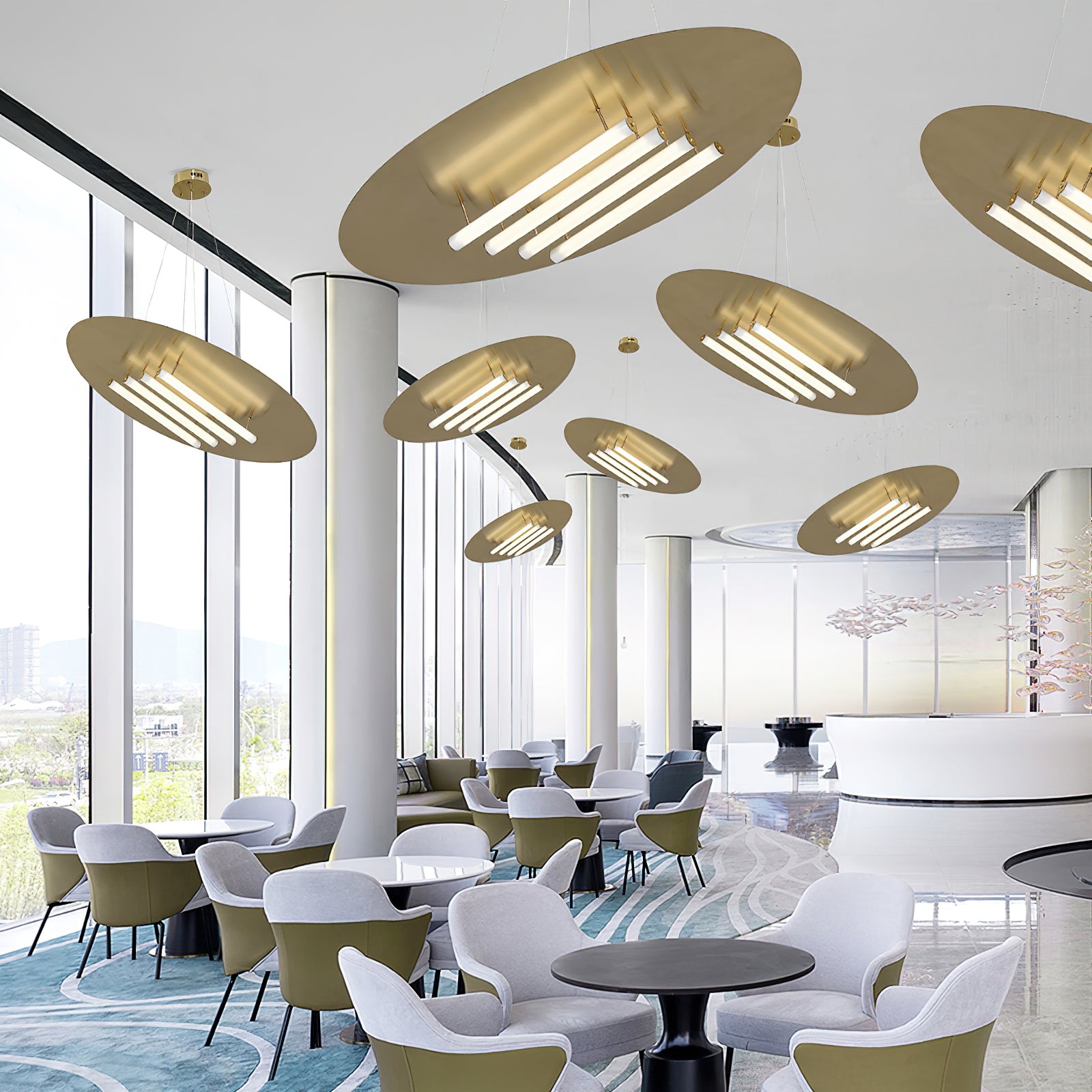 Modern Big Disc Pendant Lamp - Stylish Ceiling Light Fixture for Dining Room, Kitchen Island & Living Room Decor