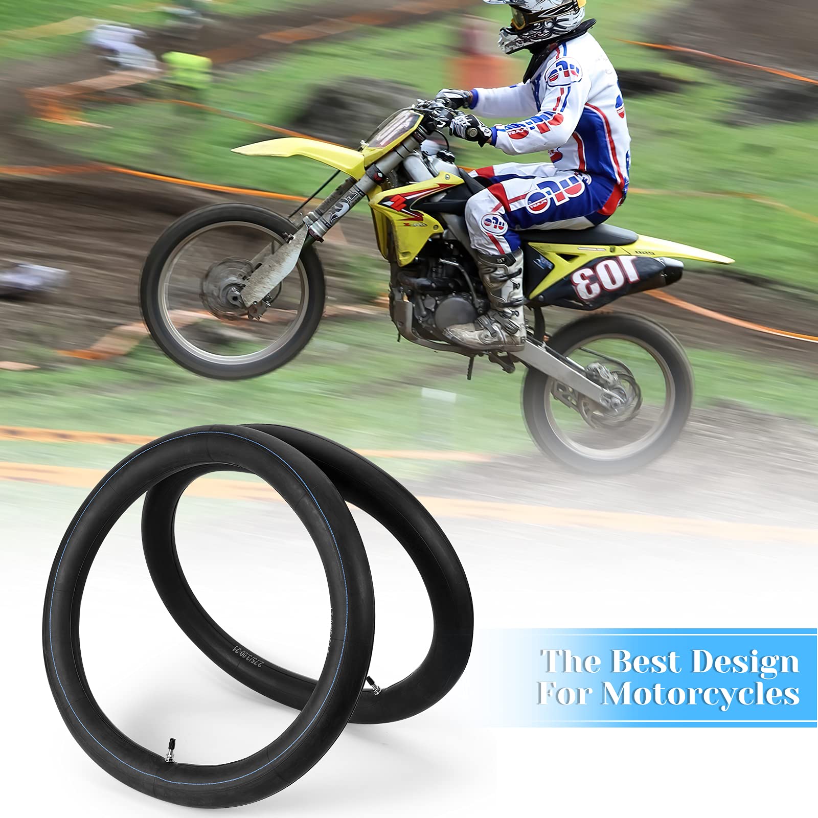 GARVEE 2-Pack 2.75/3.00-21 Heavy Duty Dirt Bike Inner Tubes - 80/100-21 Motorcycle Tire Tube Replacement for Honda CR250R CRF450R XR200 XR250 & Yamaha YZ125 TTR230 TTR250 - Off-Road & Trail Riding Accessories