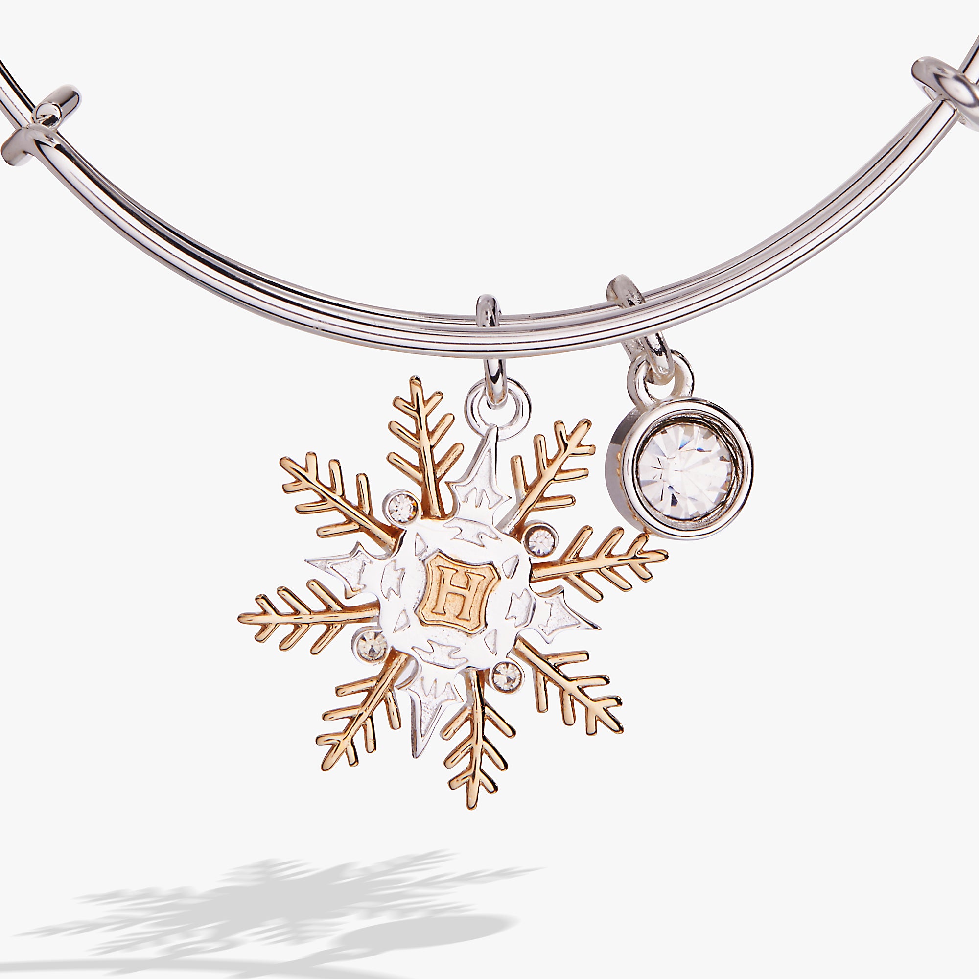 Harry Potter™ Hogwarts Snowflake Bangle Charm Bracelet - Official Wizarding World Jewelry for Christmas Gifts & Harry Potter Fans