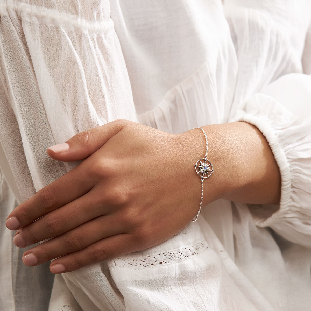 Moonstone Compass Bracelet for Women - Spiritual Healing Crystal Jewelry for Travel & Adventure - Perfect for Outdoor Hiking, Yoga & Meditation