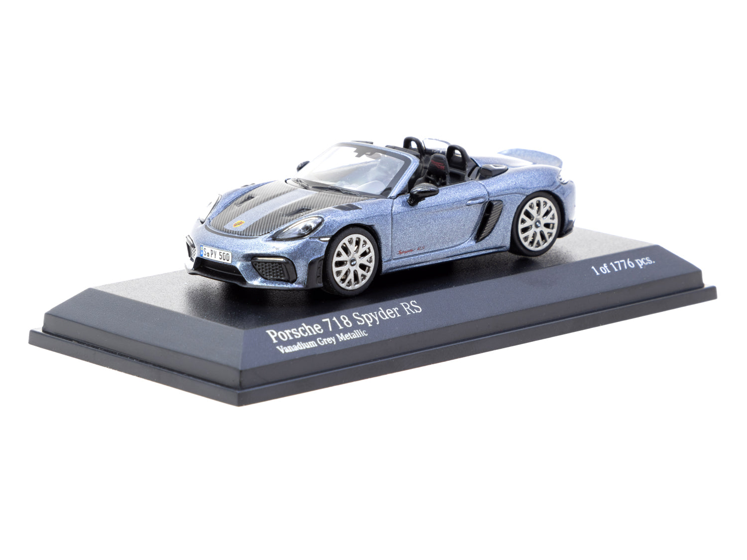 1/64 Scale Porsche 718 Spyder RS Vanadium Grey Metallic Diecast Model Car - Minichamps X Tarmac Works COLLAB64 Series - Perfect for Collectors & Racing Enthusiasts Display