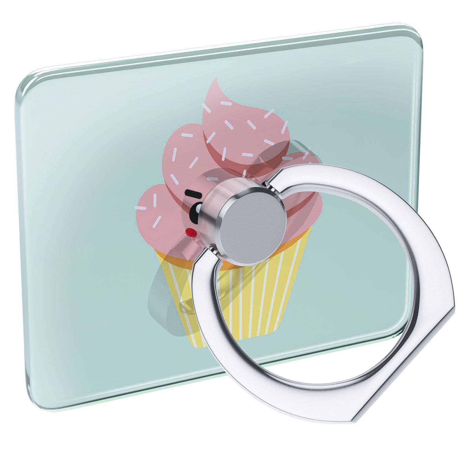 Cute Pink Strawberry Cupcake Phone Ring Holder - Kawaii Collapsible Grip Stand for Selfies & Videos