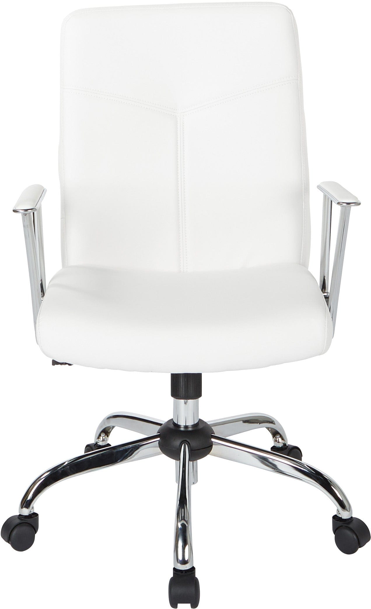 Office Star Faux Leather Executive Chair with Flip-Up Arms & Chrome Base - Ergonomic Desk Chair for Home Office, Conference Room & Study [FL80287C]