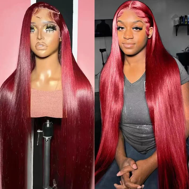 Eullair Glueless 13x4 Colored Lace Front Wig - Burgundy Bombshell #99J | Natural Look for Daily Wear, Cosplay & Special Occasions