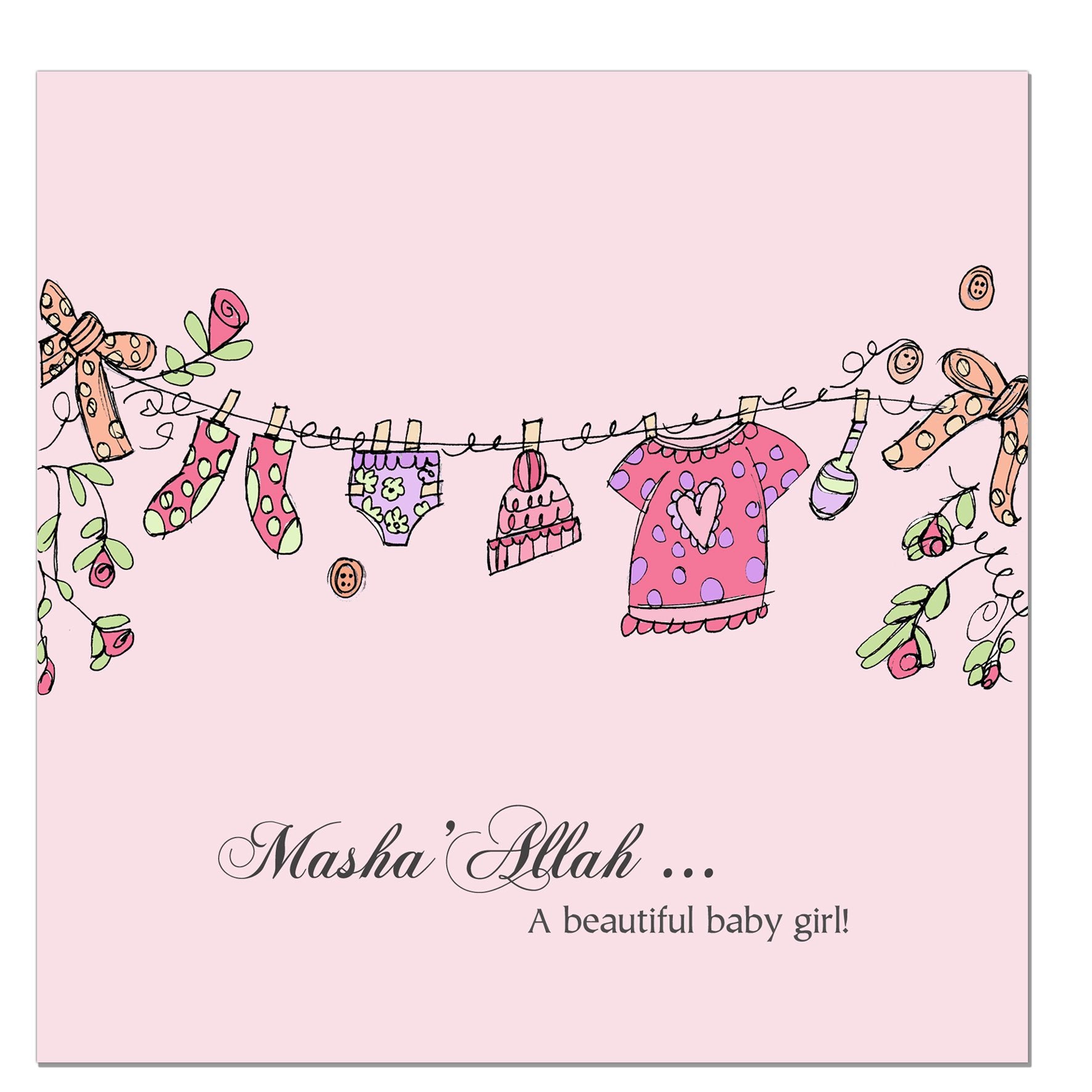 Adorable Pink Baby Girl Greeting Card - Perfect for Birthdays, Baby Showers & Special Occasions