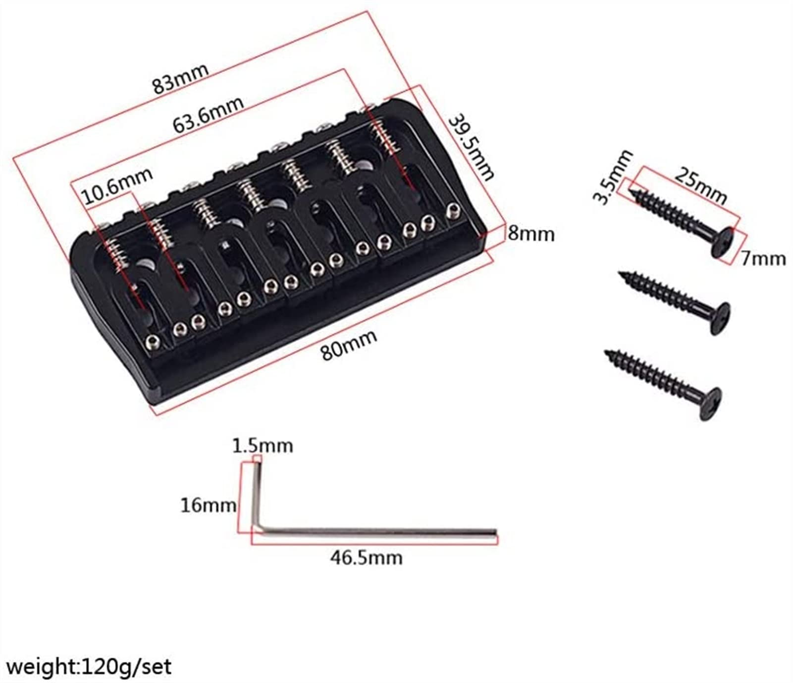 7 String Electric Guitar Bridge - Heavy Duty Metal Hardtail Saddle Replacement Part | Perfect for Guitar Upgrades & Repairs | Ideal for Rock, Metal & Studio Performances