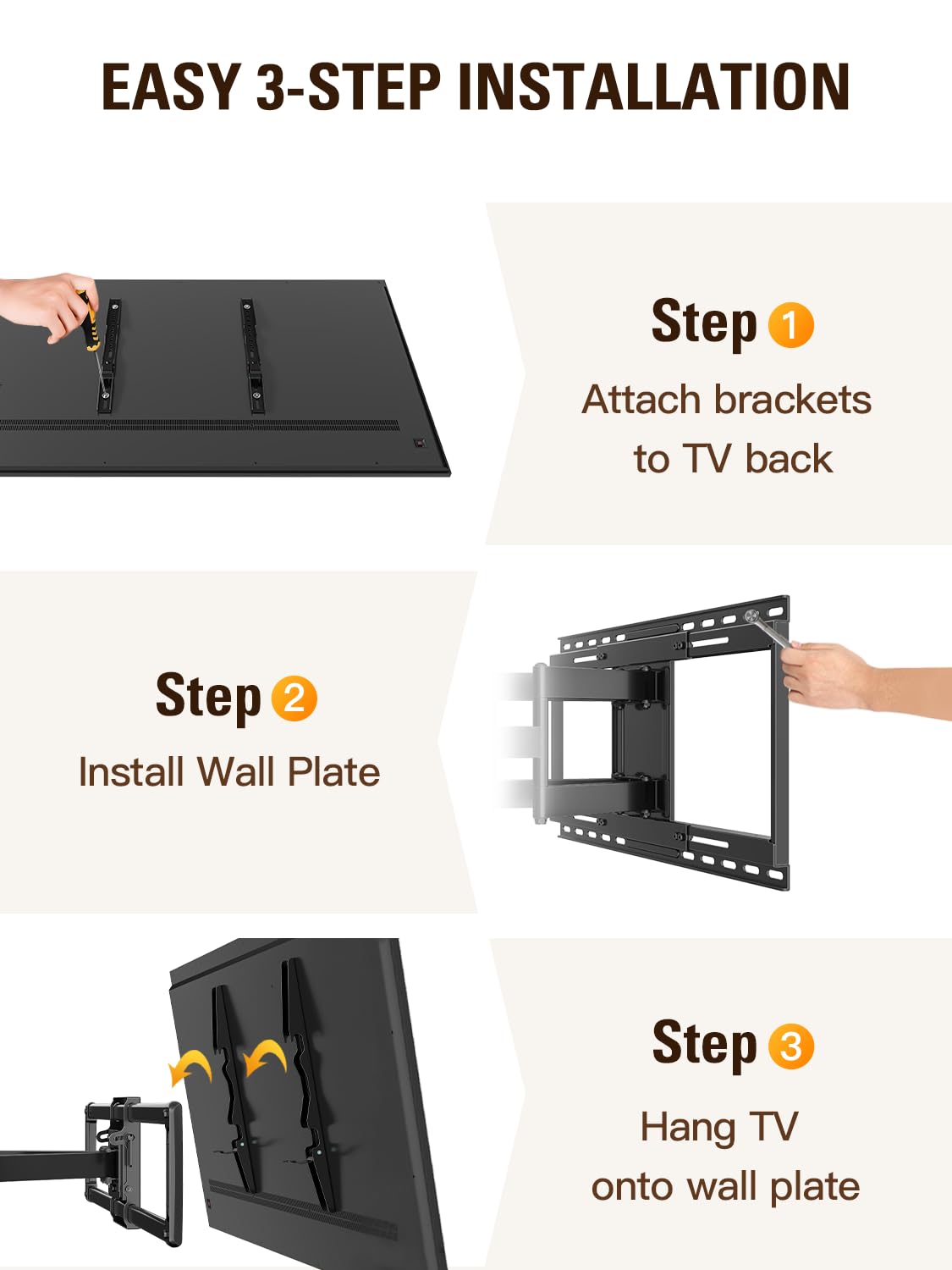 Mounting Dream Full Motion TV Wall Mount for 42-86 Inch TVs - Dual Articulating Arms, Easy Centering, Max VESA 600x400mm, Holds 132 lbs - Perfect for Living Room, Bedroom & Home Theater (Model MD2198)