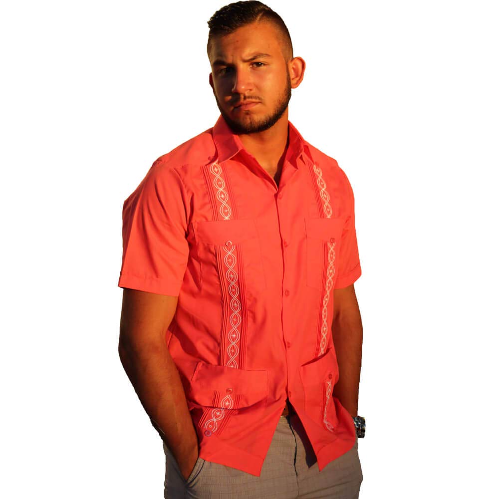 Premium Embroidered Cotton Blend Guayabera Shirt for Men - Classic Cuban Style Summer Wear - Perfect for Weddings, Parties & Casual Outings