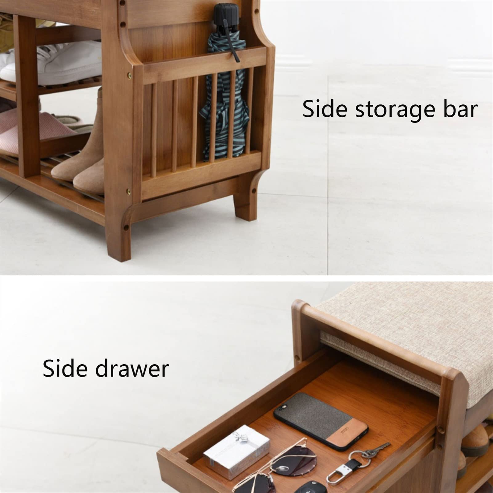 Multi-Functional Shoe Storage Bench with Hidden Compartment & Detachable Cushion - Entryway Organizer for Hallway, Bathroom, Living Room, Corridor & Garden - Perfect for Small Space Organization & Home Décor