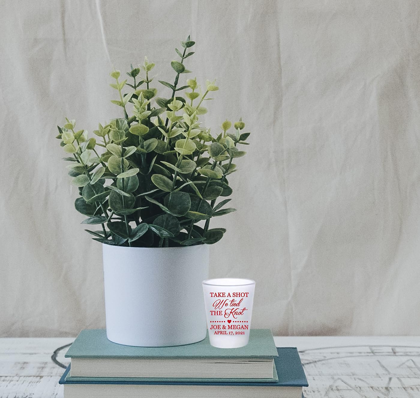 Personalized Wedding Favors Shot Glasses - Frosted 'Take a Shot We Tied The Knot' Custom Bulk Shot Glasses - Perfect for Wedding Receptions, Bridal Showers & Anniversary Celebrations