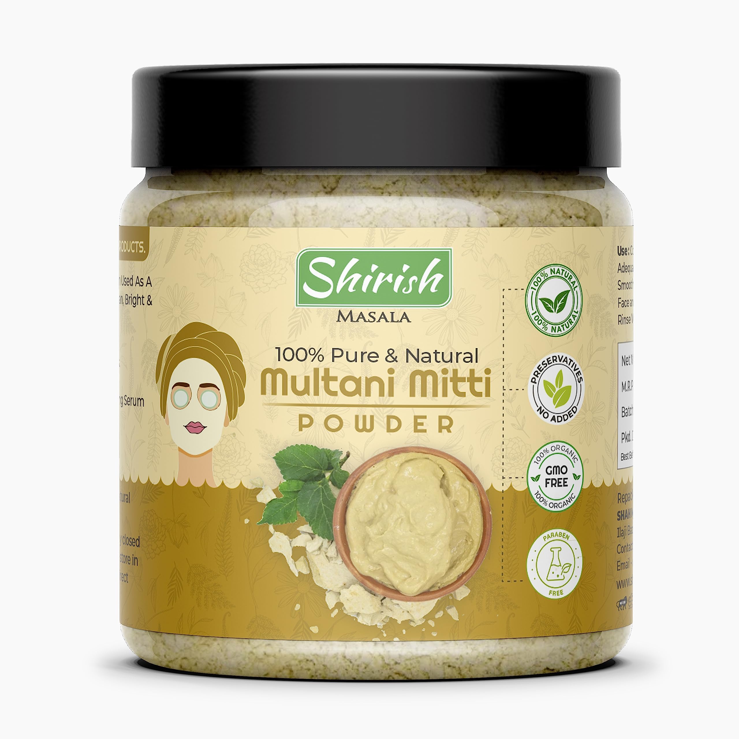 Shirish Masala Multani Mitti Powder - 350g Natural Fuller's Earth Clay for Face Mask & Skin Care | Deep Cleansing, Oil Control, Glowing Skin | Perfect for Spa, Acne Treatment & DIY Beauty Routines