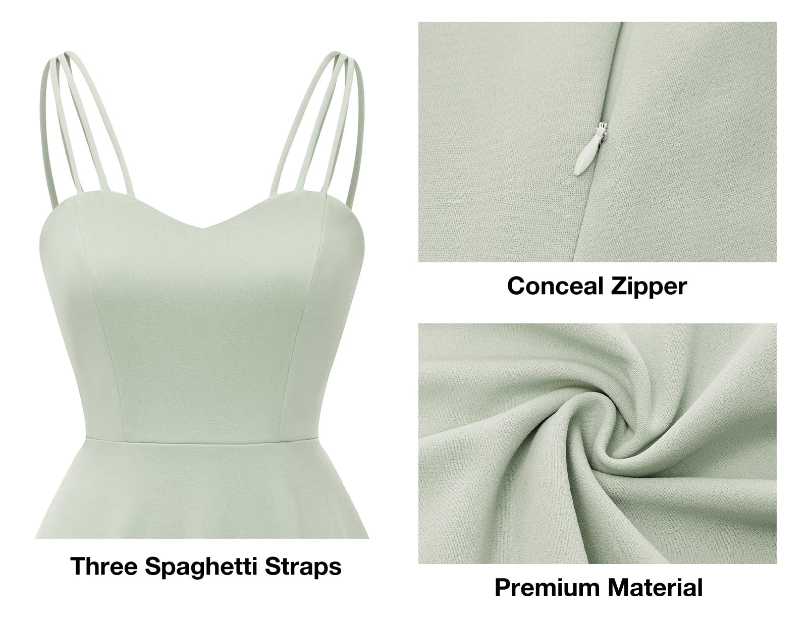 DRESSTELLS Women's Hi-Low Spaghetti Strap Summer Dress - Flowy Flare Cocktail & Wedding Guest Dress for Bridesmaids | Perfect for Beach Parties, Date Nights & Formal Events