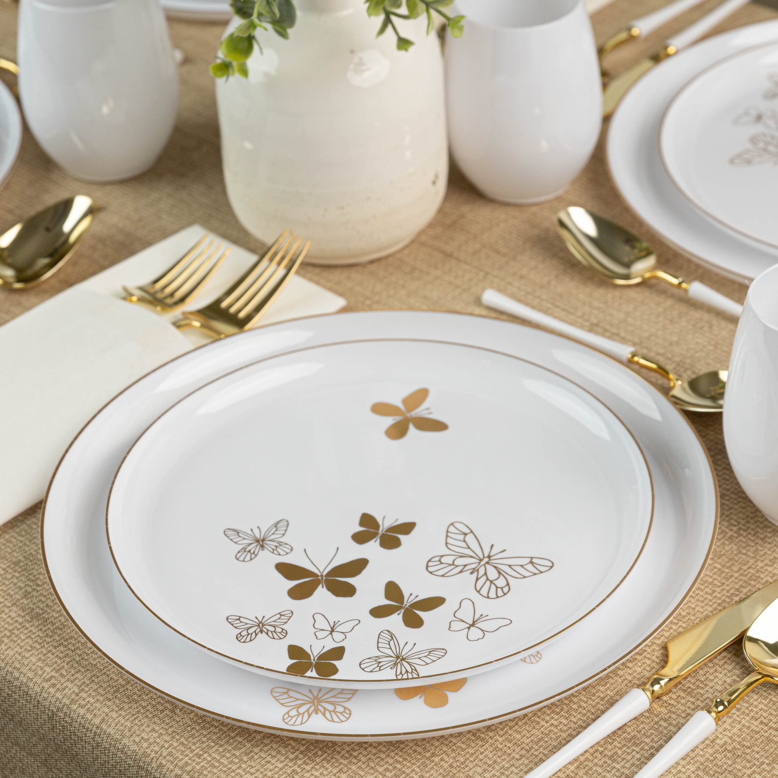 PLASTICPRO 20-Piece Combo Dinner Plates Set - 10 White 8.6