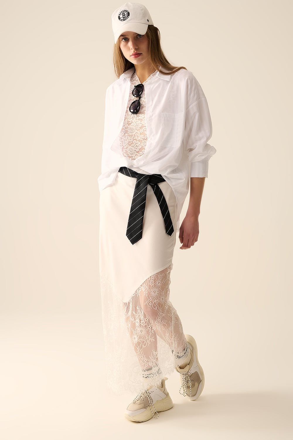 White Satin Skirt with Lace Trim - Elegant & Feminine for Weddings, Parties & Special Occasions
