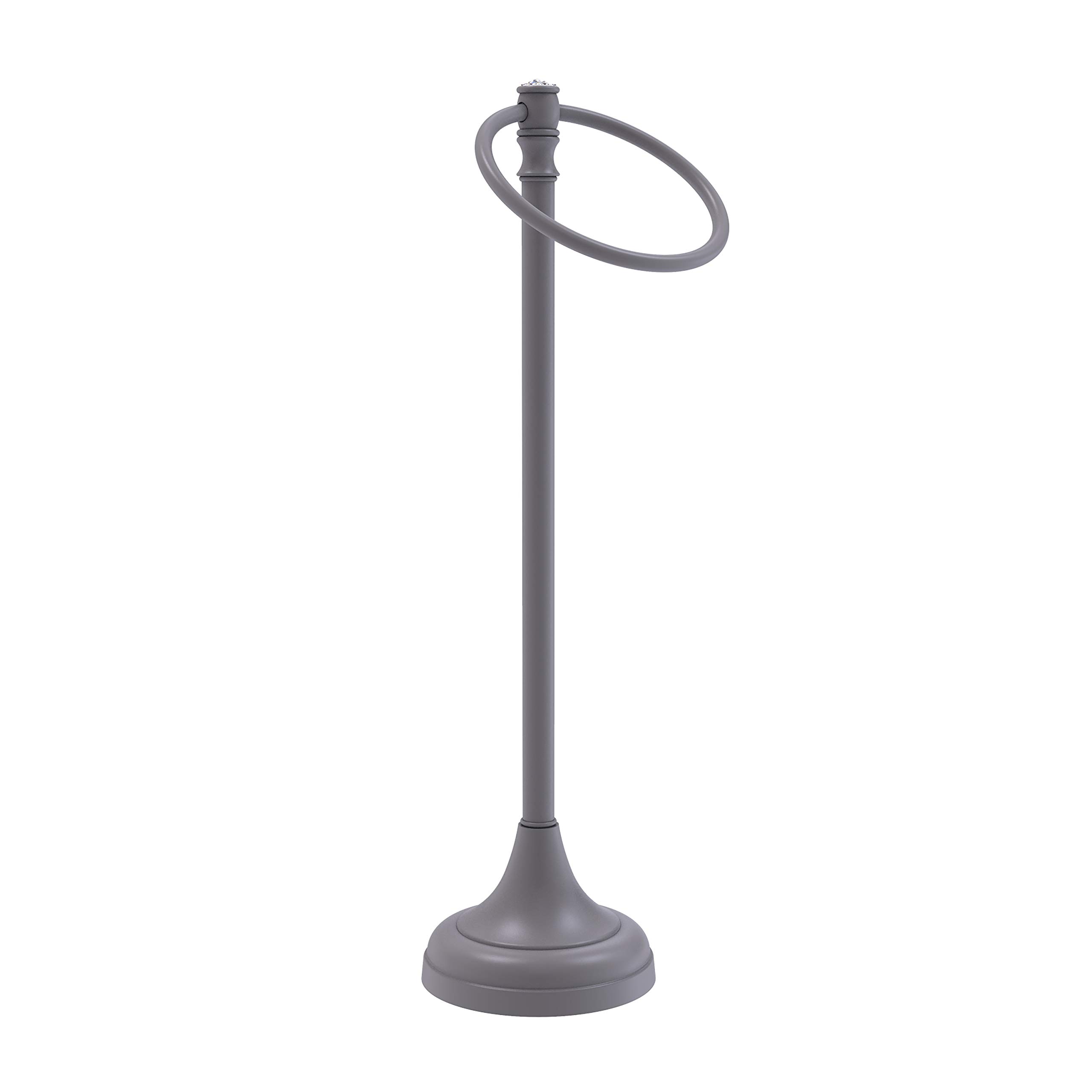 Allied Brass CC-54 Carolina Crystal Collection Ring Stand Guest Towel Holder - Matte Gray Finish - Elegant Bathroom & Kitchen Towel Rack for Home Decor