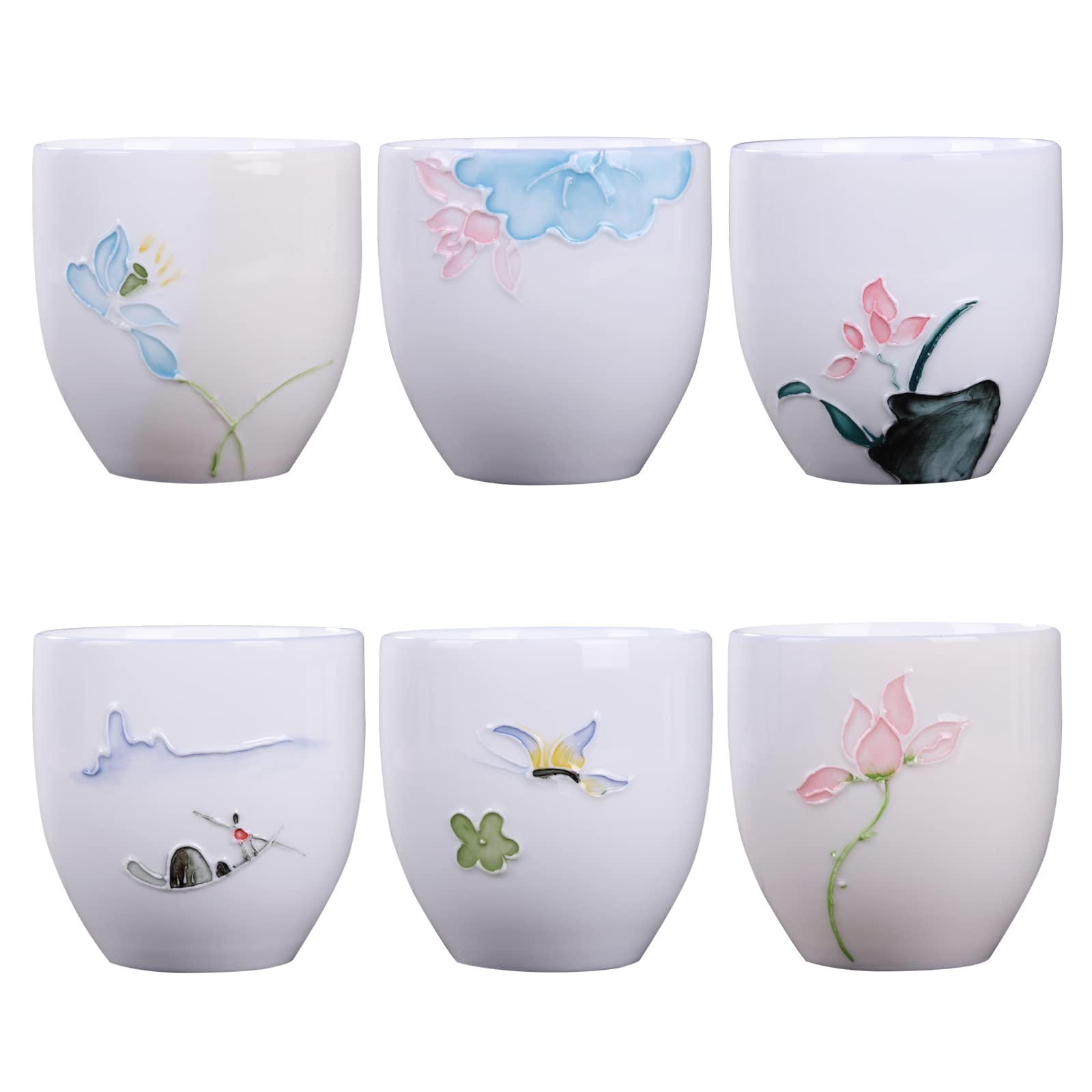 Premium 5oz Porcelain Espresso Cups Set of 6 - Elegant Mini Coffee Mugs & Demitasse Cups for Tea, Latte, Milk - Perfect for Home, Office, Cafe & Restaurant Use
