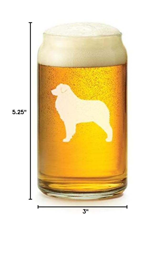 16 oz Beer Can Glass with Australian Shepherd Design - Perfect for Beer Lovers, Dog Enthusiasts, and Home Bar Decor