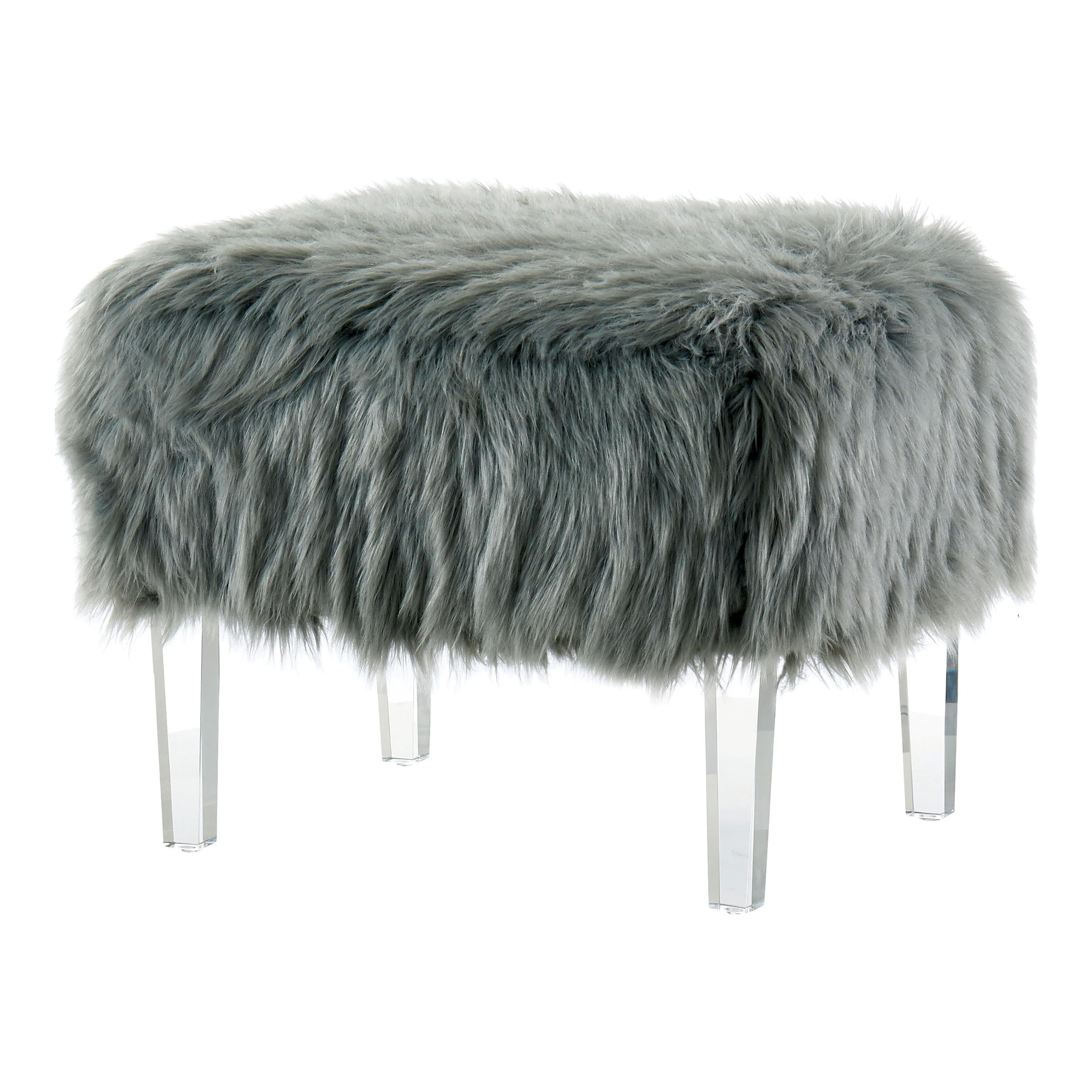 Furniture of America Raven I Modern Gray Fabric Upholstered Ottoman - Living Room Footrest, Bedroom Storage Bench, Home Decor Accent Piece