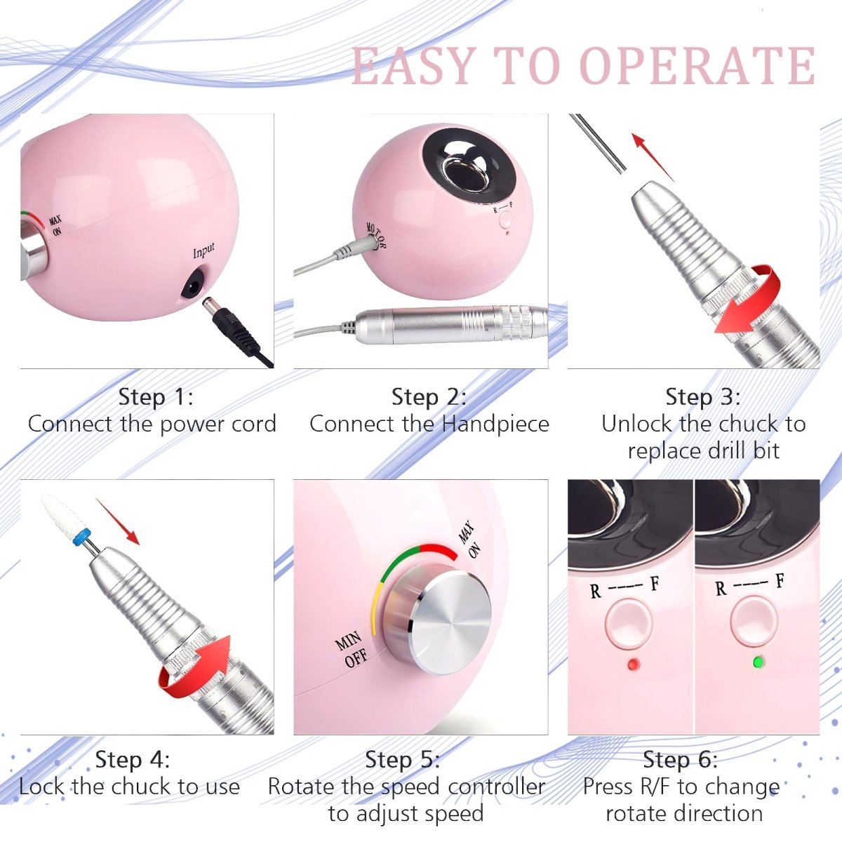 30000 RPM Rechargeable Portable Nail Drill Machine - Professional Manicure & Pedicure Kit for Home Salon, Nail Art, Acrylic & Gel Extensions - Perfect for DIY Nail Care & Professional Use