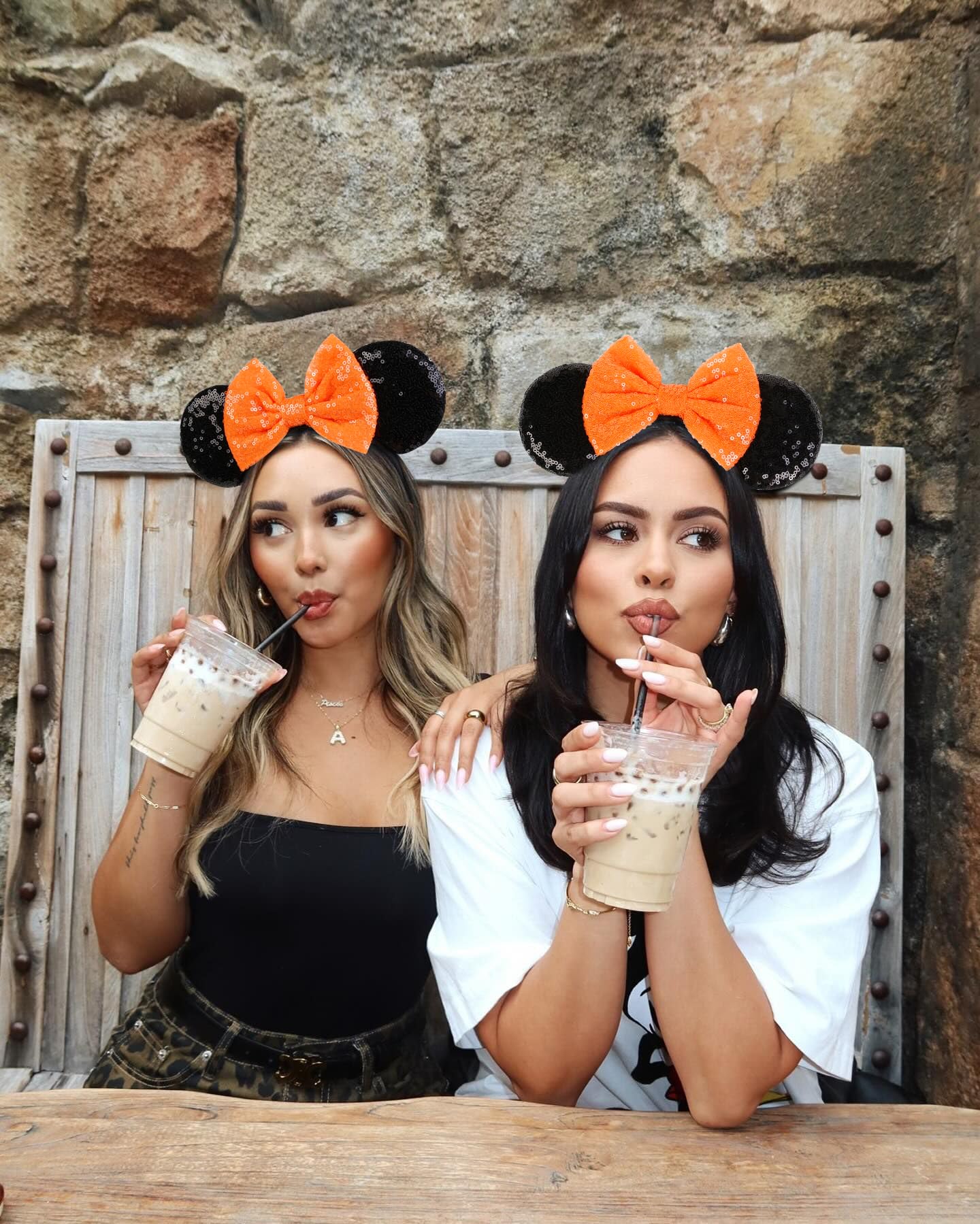 WOVOWOVO Halloween Mouse Ears Headbands for Women - Sparkly Orange Bow Headband with Sequins, Cute Cosplay Hair Accessories for Costume Parties, Disney Princess Theme Events & Halloween Celebrations