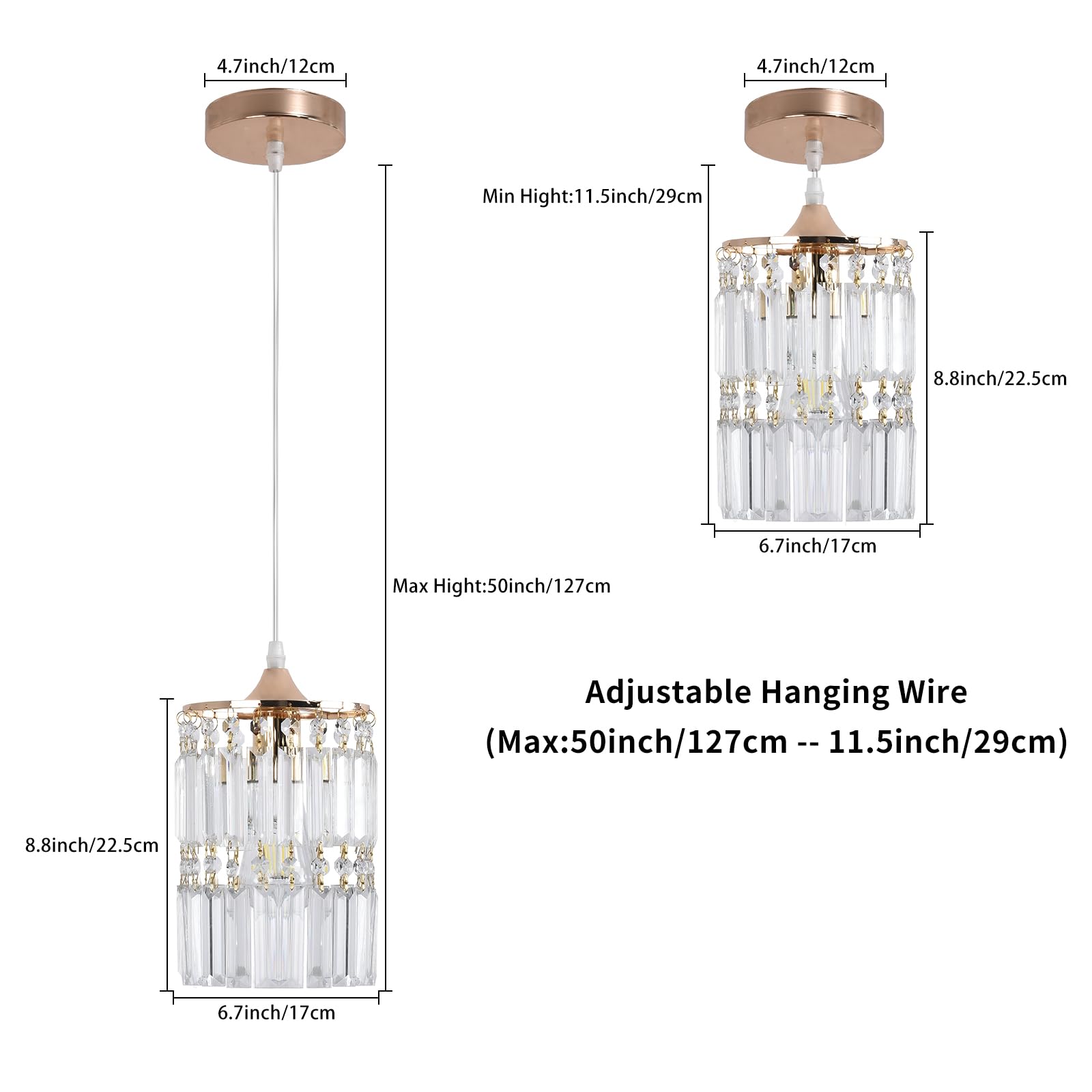 Crystal Ceiling Pendant Light Fixture - Modern Gold Hanging Chandelier for Living Room, Dining Room, Kitchen & Hallway | Perfect for Home Decor, Restaurant Lighting & Interior Design