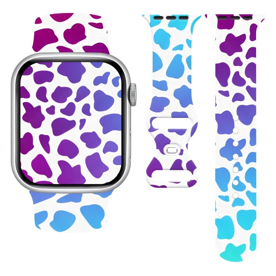 Leopard Print Apple Watch Band - Soft Silicone Strap Compatible with 38mm 40mm 41mm Apple Watch Series 7/6/5/4/3/2/1/SE - Adjustable Replacement Wristband for Women & Men - Perfect for Workouts, Office & Casual Wear