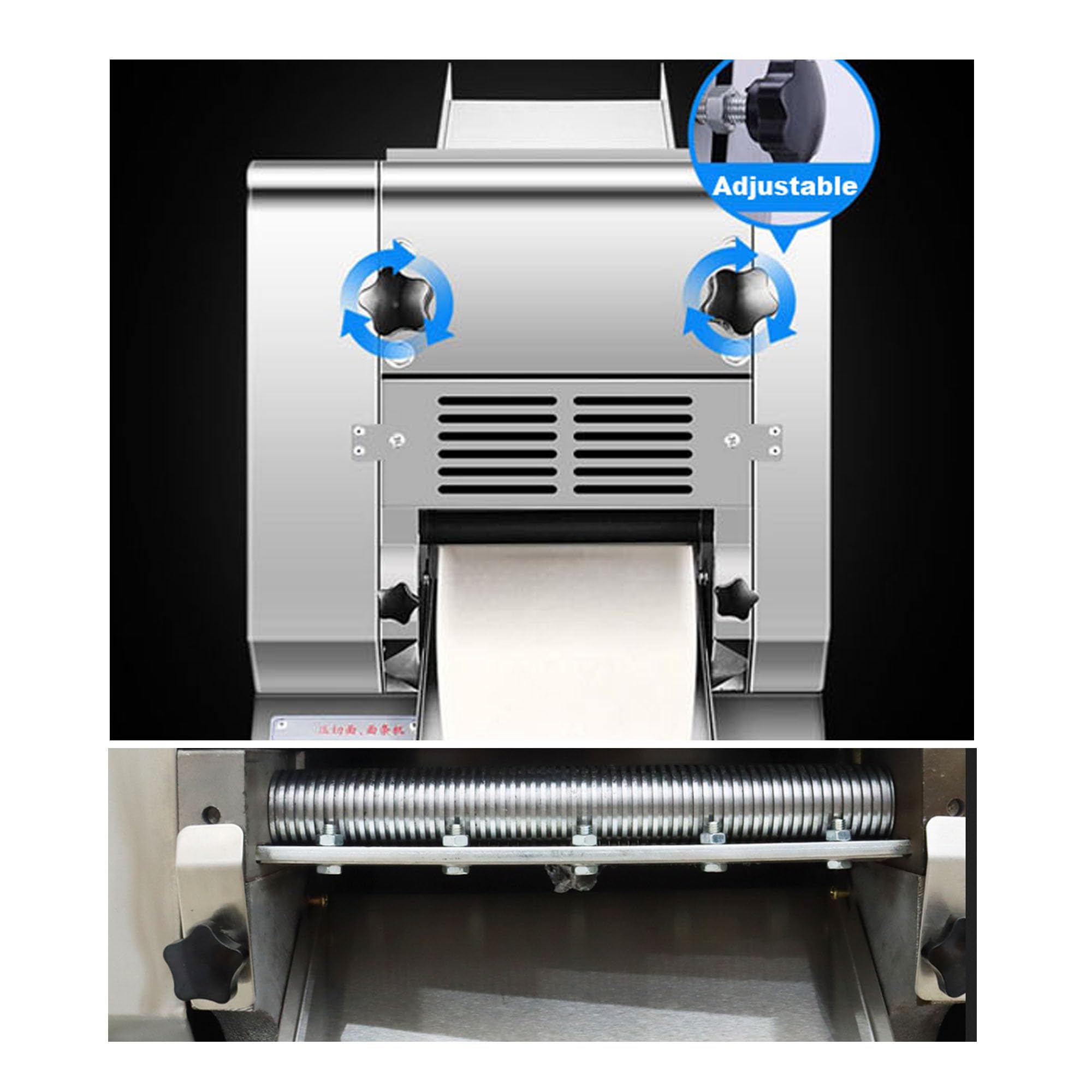 Electric Dough Roller Machine - 2.2KW Pasta Maker with 1mm & 2mm Thickness Settings, 9.4