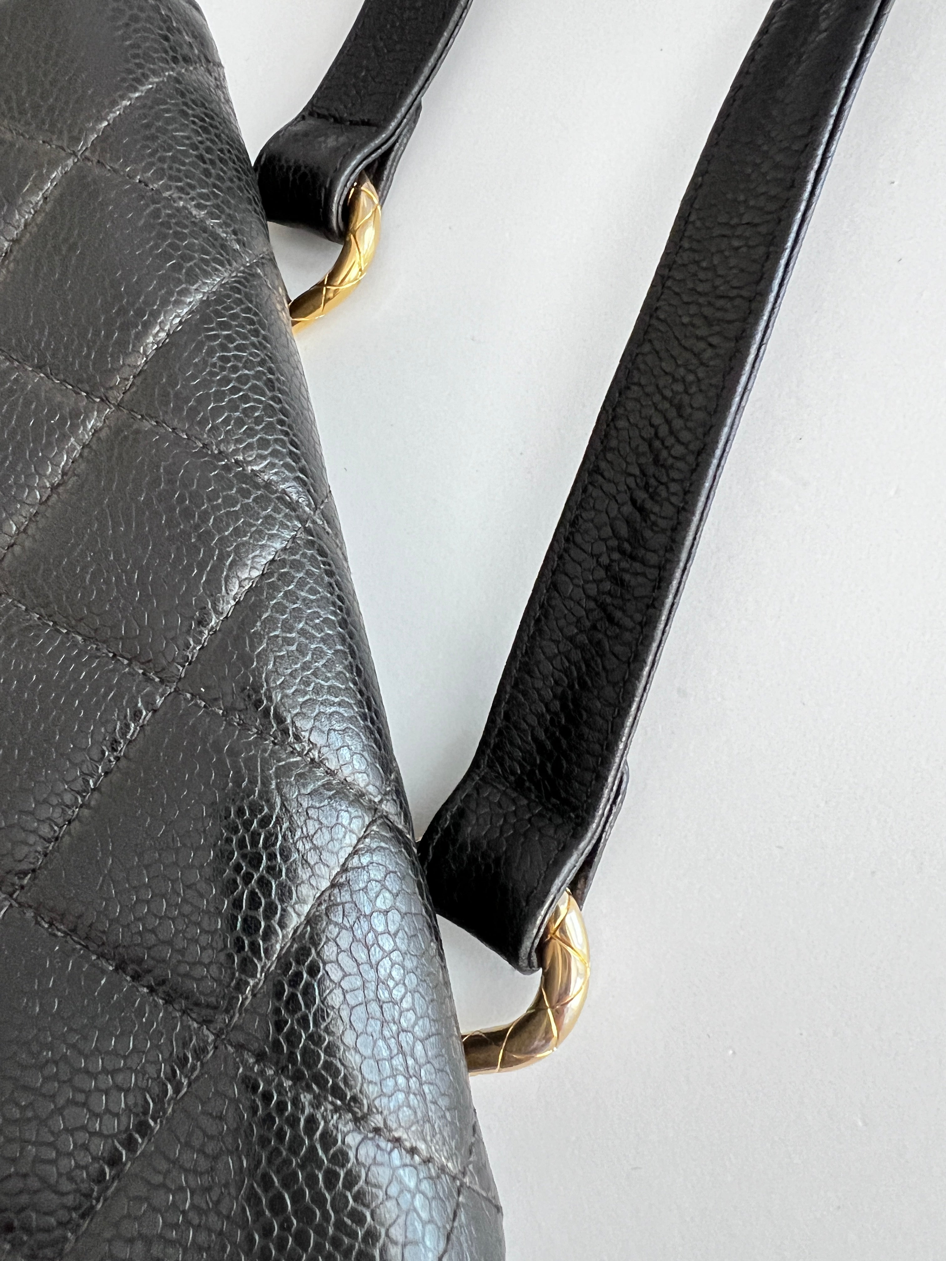 Vintage Chanel 24K Gold Black Caviar Mini Square Flap Crossbody Bag - Authentic Pre-Owned Luxury Handbag for Women, Perfect for Date Nights & Special Occasions