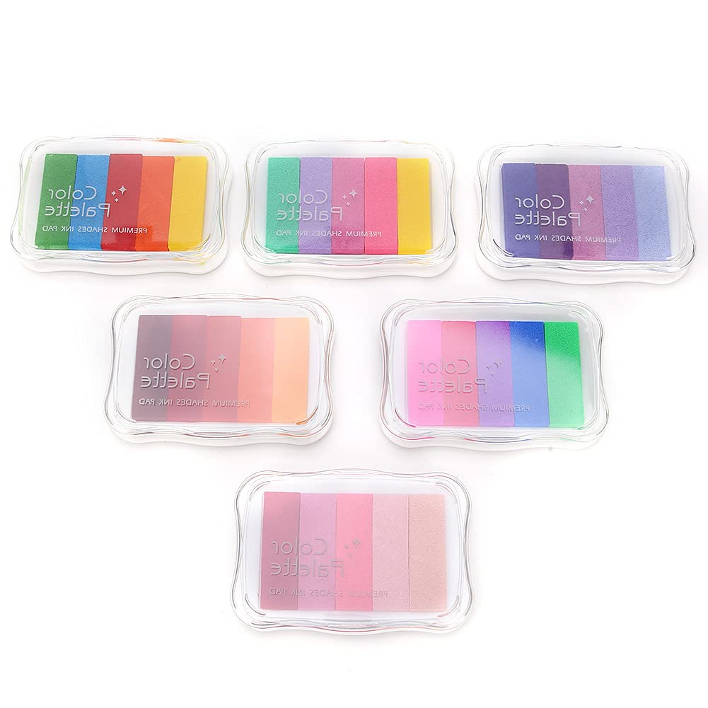 6-Piece Gradient Ink Pad Set for Kids - DIY School Stamps, Arts & Crafts Supplies - Perfect for Classroom Projects, Scrapbooking & Home Activities