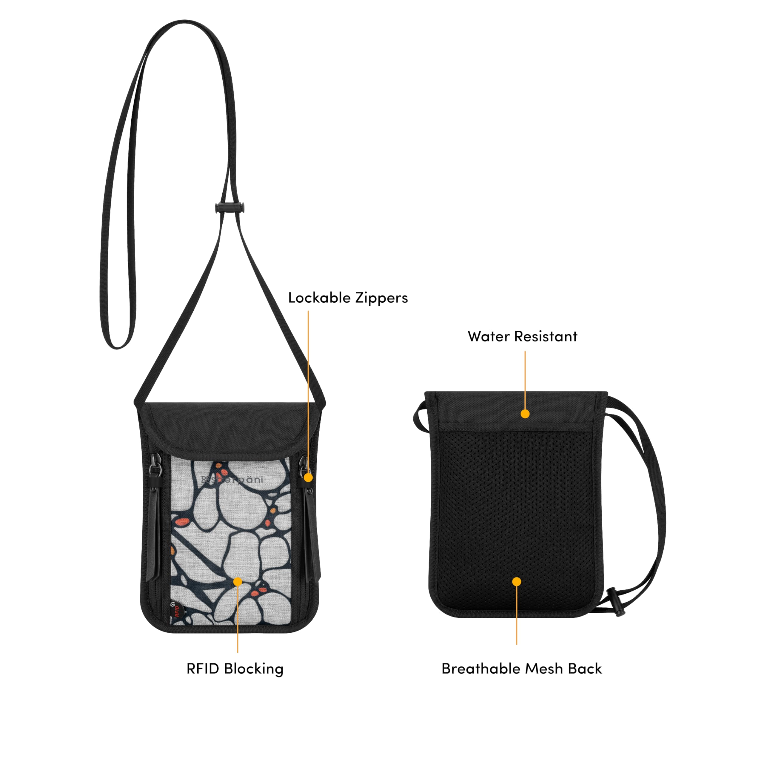 Sherpani Piper RFID Blocking Neck Wallet - Secure Travel Pouch & Passport Holder for Women - Perfect for Airports, Sightseeing & International Trips