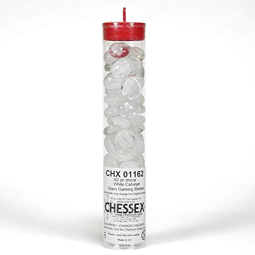 Premium White Catseye Gaming Stones 12-14mm (40+ Pieces) - Chessex Dice for Tabletop RPGs, Board Games & Collectibles - Perfect for D&D, Magic: The Gathering & Roleplaying Adventures