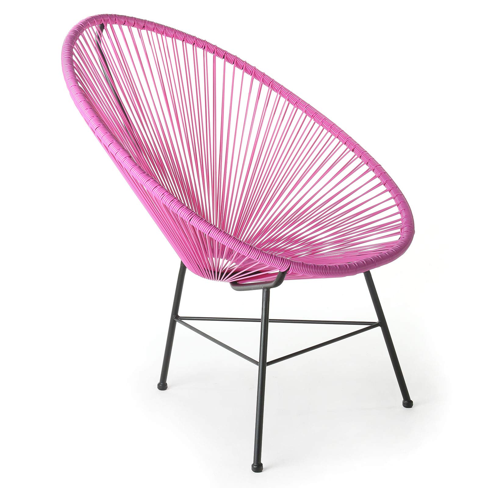 Acapulco Lounge Chair - Medium Size Pink Outdoor Hanging Egg Chair for Patio, Garden, Poolside & Boho Home Decor