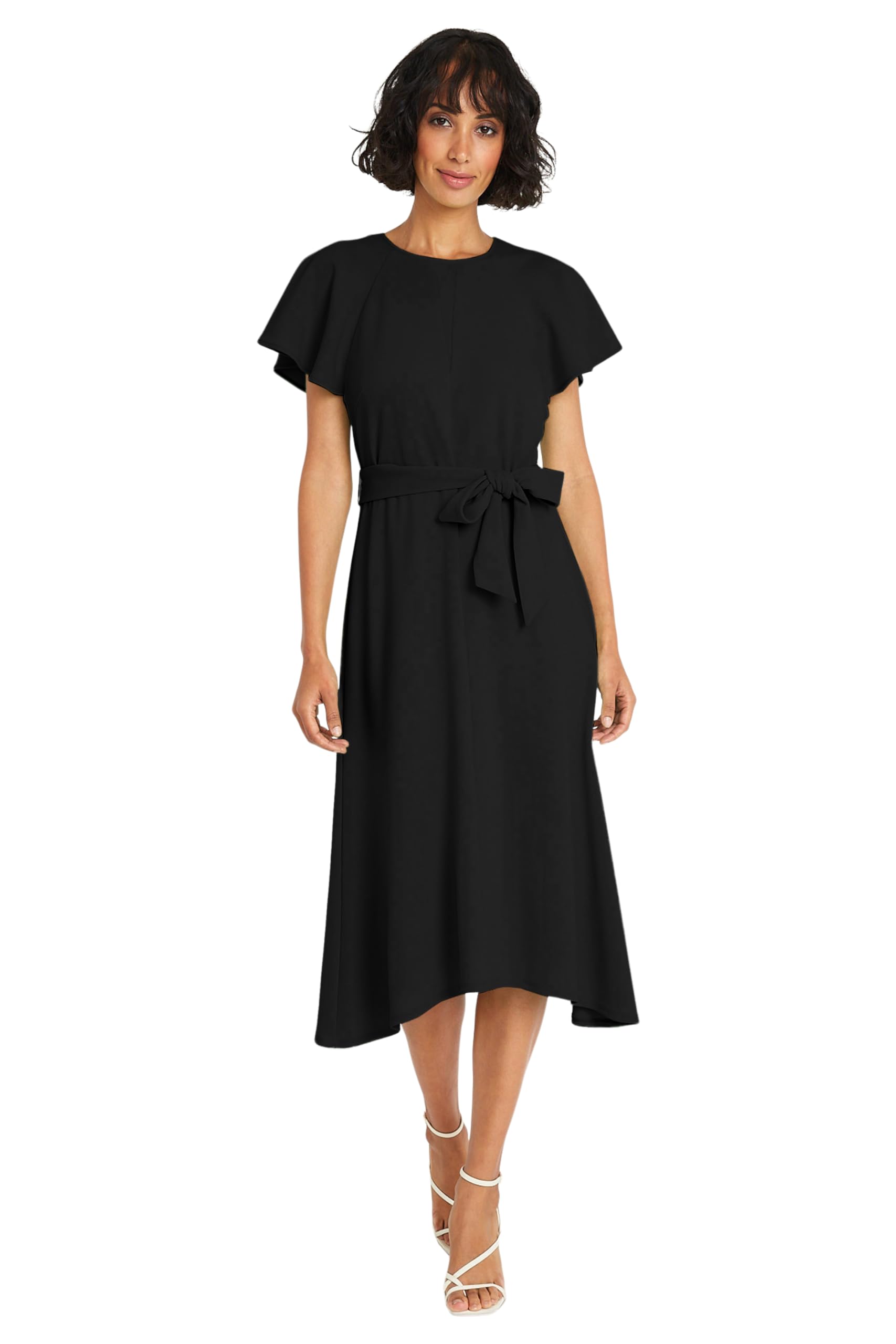 Maggy London Women's Flutter Sleeve Cocktail Dress with Waist Tie - Elegant Wedding Guest Dress for Parties, Bridal Showers & Special Occasions