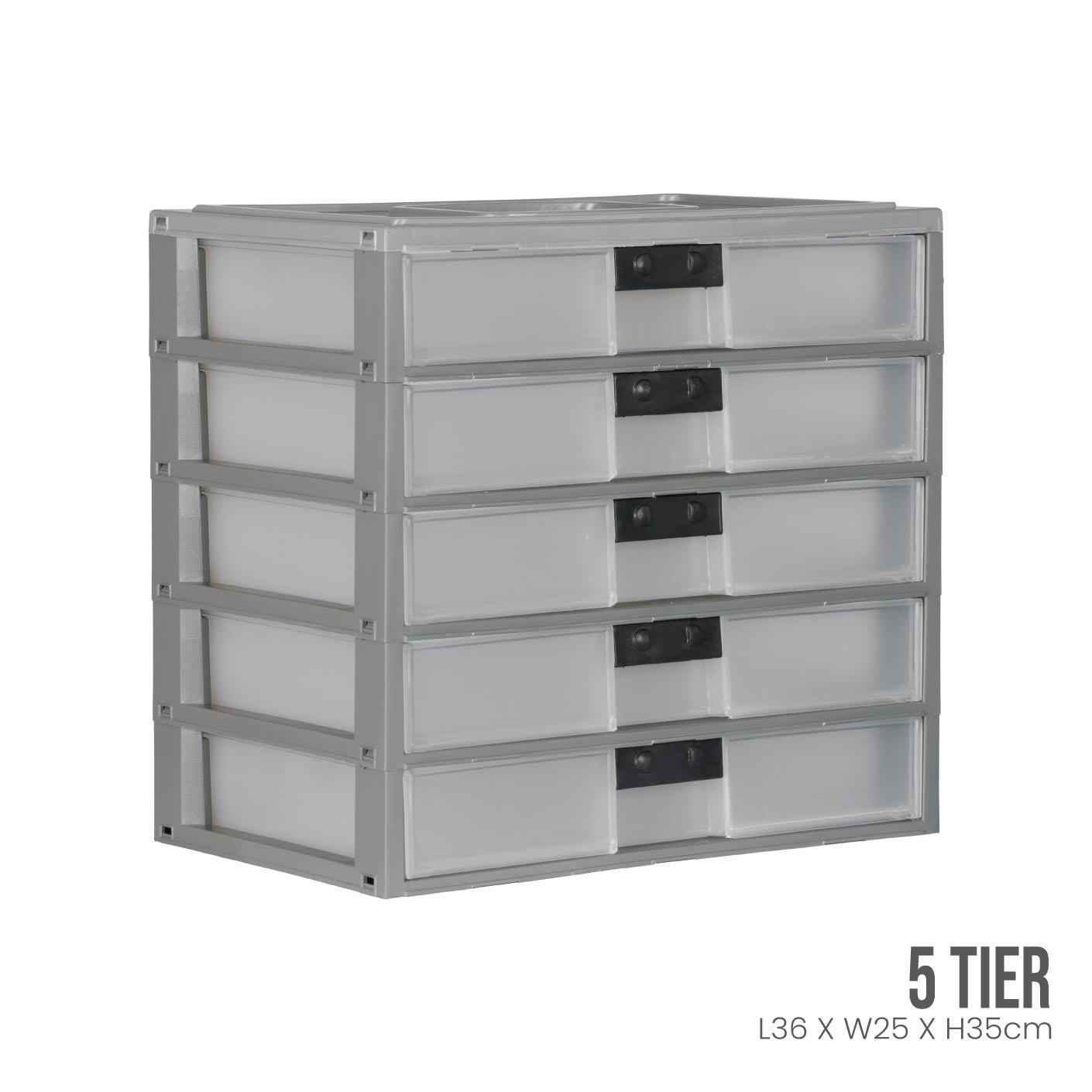 5-Tier Heavy Duty Plastic Storage Drawer Organizer - Stackable, Durable & Space-Saving for Home, Office, Garage, and Closet Organization (108 5)