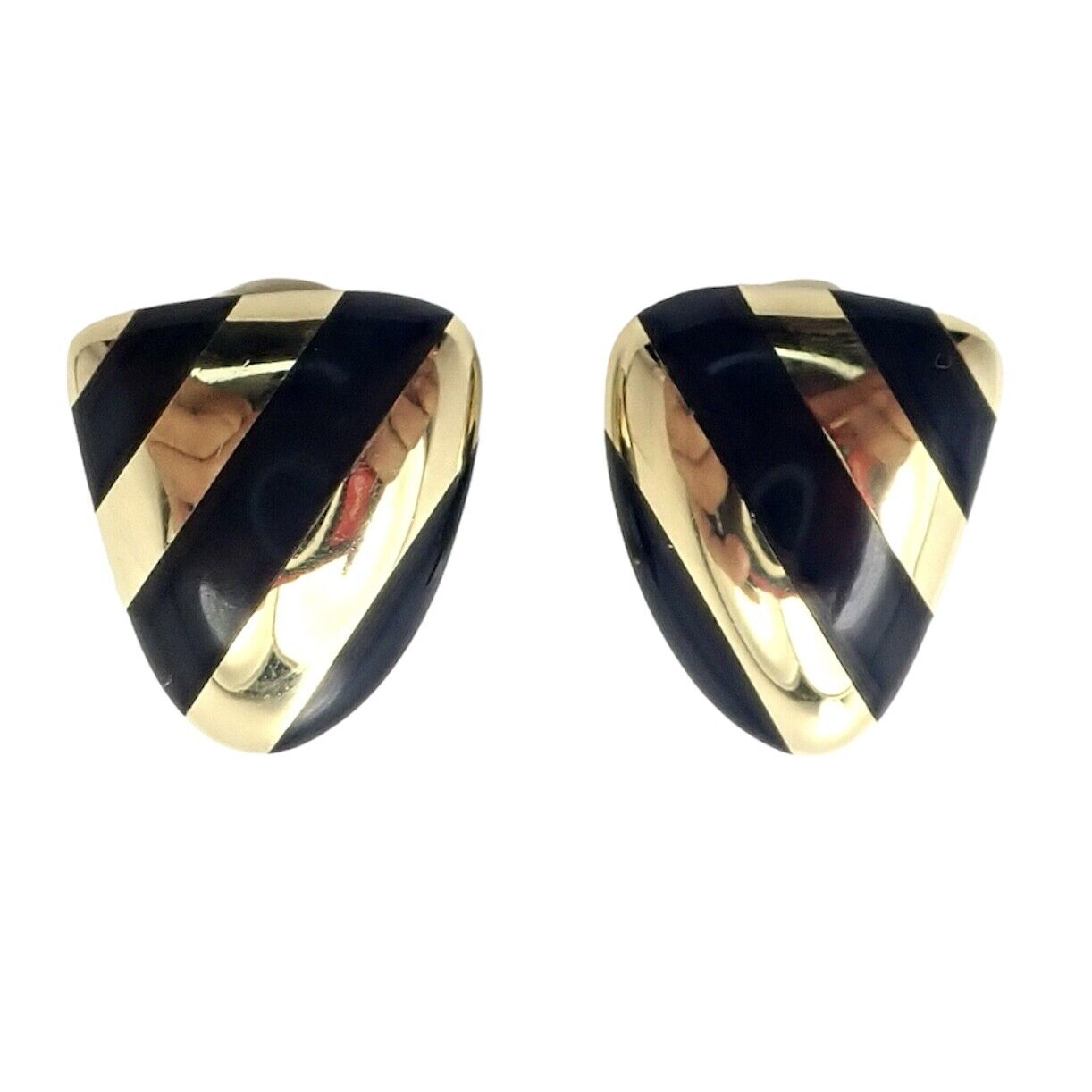 Tiffany & Co Angela Cummings 18k Yellow Gold Black Jade Inlaid Earrings for Women - Luxury Jewelry Gift for Anniversary, Wedding & Special Occasions