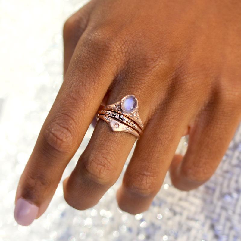 Moonstone Ring for Women - Genuine Moonstone Jewelry with Sterling Silver Band - Perfect for Everyday Wear, Gift Giving & Spiritual Healing