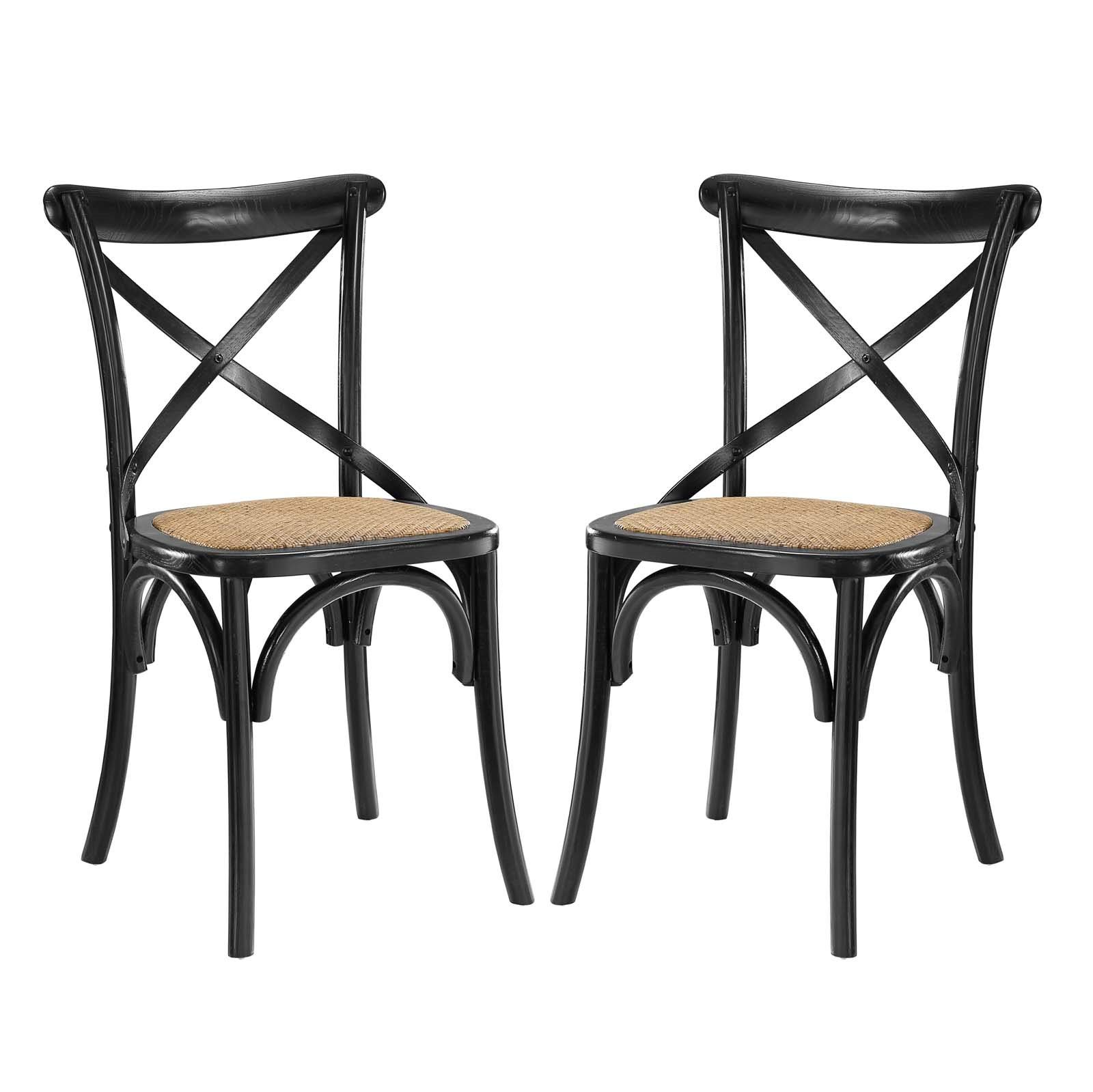 Modern Contemporary Urban Design Wooden Dining Chairs - Set of 2 Black Kitchen Side Chairs for Dining Room, Breakfast Nook & Small Space Decor