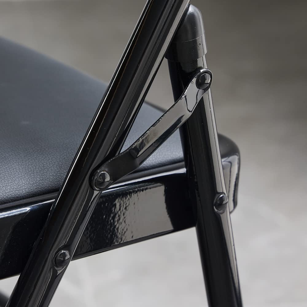 Karl Home 6 Pack Black Folding Chairs with Padded Seats - Heavy Duty Steel Frame Stackable Chairs for Indoor Outdoor Use - 330lbs Capacity - Perfect for Office, Wedding, Party & Commercial Events