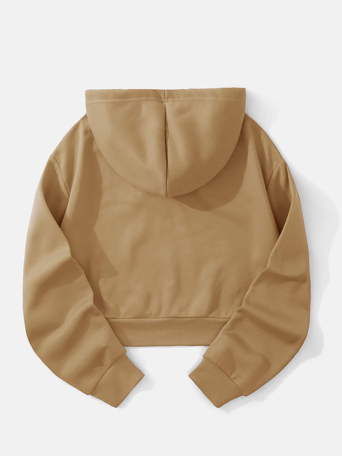 SHENHE Women's Cropped Sweatshirt - Long Sleeve Drawstring Pullover Hoodie | Casual Streetwear for Women | Perfect for Gym, Yoga & Everyday Wear