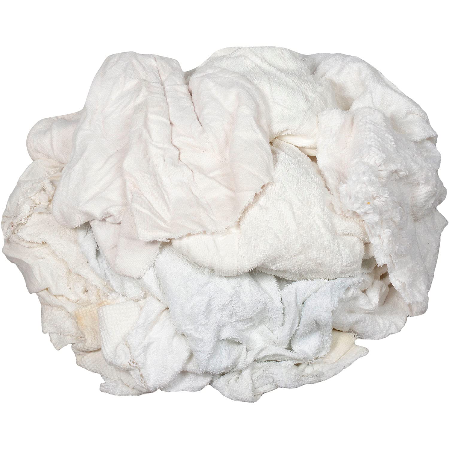 25 Lb. Premium Recycled Cotton Terry Cut Rags - White | Industrial Cleaning Cloths for Workshop, Garage & Home Use