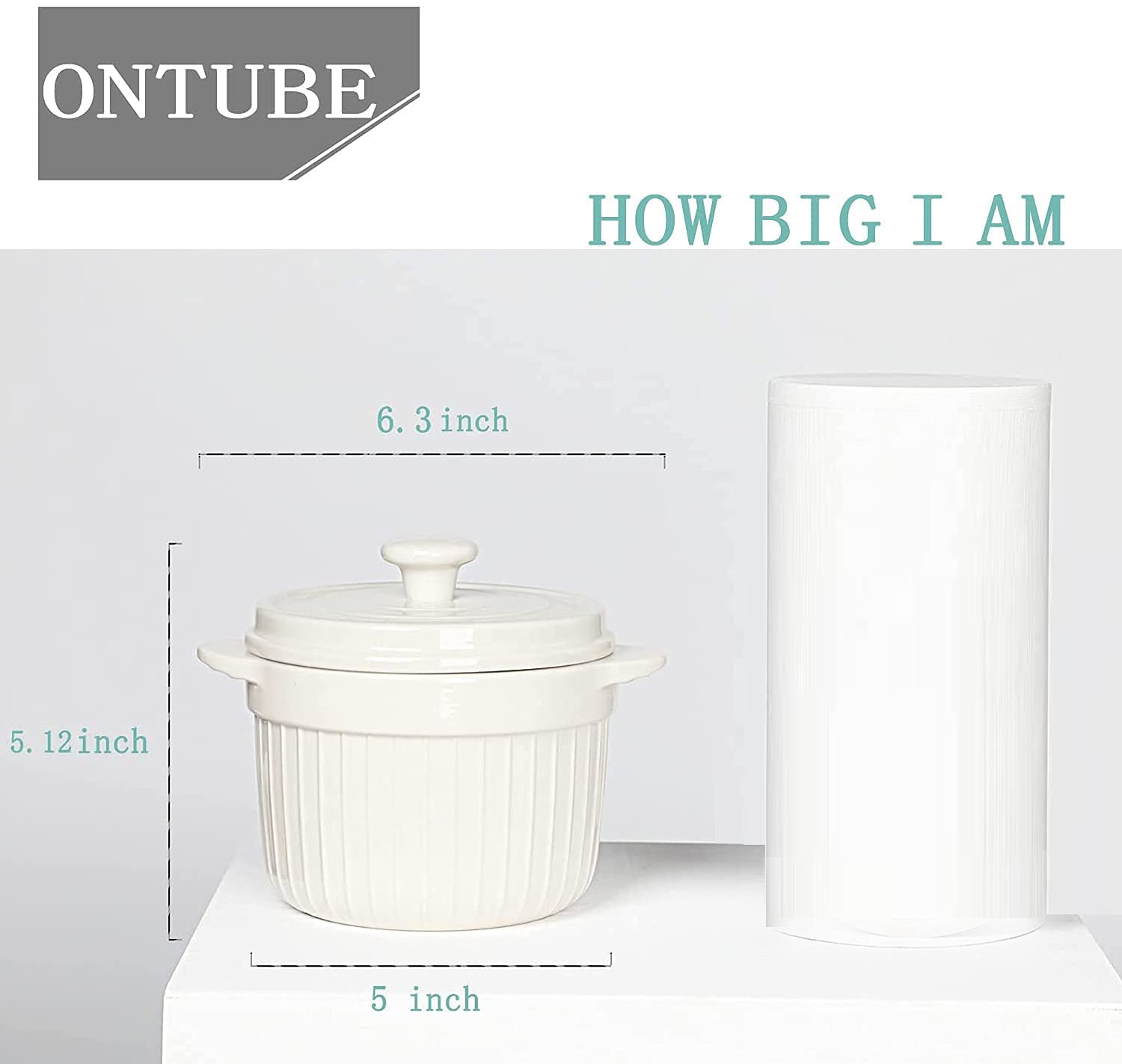 ONTUBE 17oz Ceramic Candy Jar with Lid - Porcelain Cookie & Candy Storage Container, Airtight Kitchen Decor (White) - Perfect for Home, Office, Party & Gift Giving