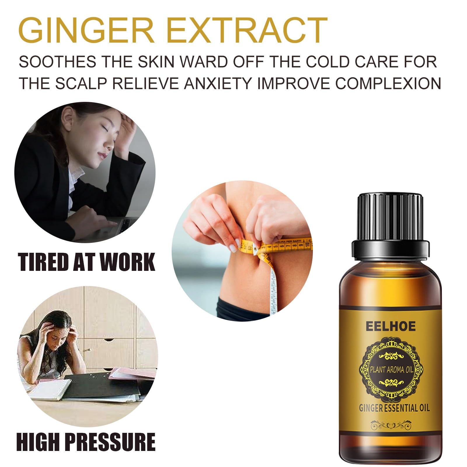 **Ginger Body Oil for Massage & Firming - Natural Moisturizing & Nourishing with Ginger Extract - Daily Use for Relaxation & Sore Muscle Relief - Perfect for Spa, Post-Workout & Self-Care**