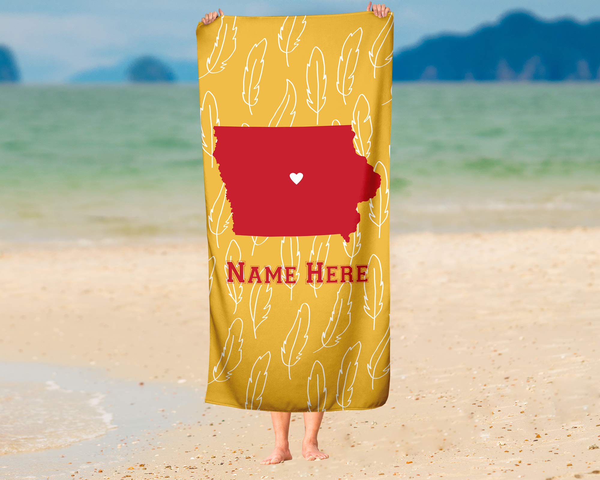 Custom Iowa State Pride Beach & Bath Towel - Personalized Medium & Large Towels for Adults, Kids, College Football & Basketball Fans - Perfect for Gameday, Beach Trips, Poolside Lounging & Home Decor