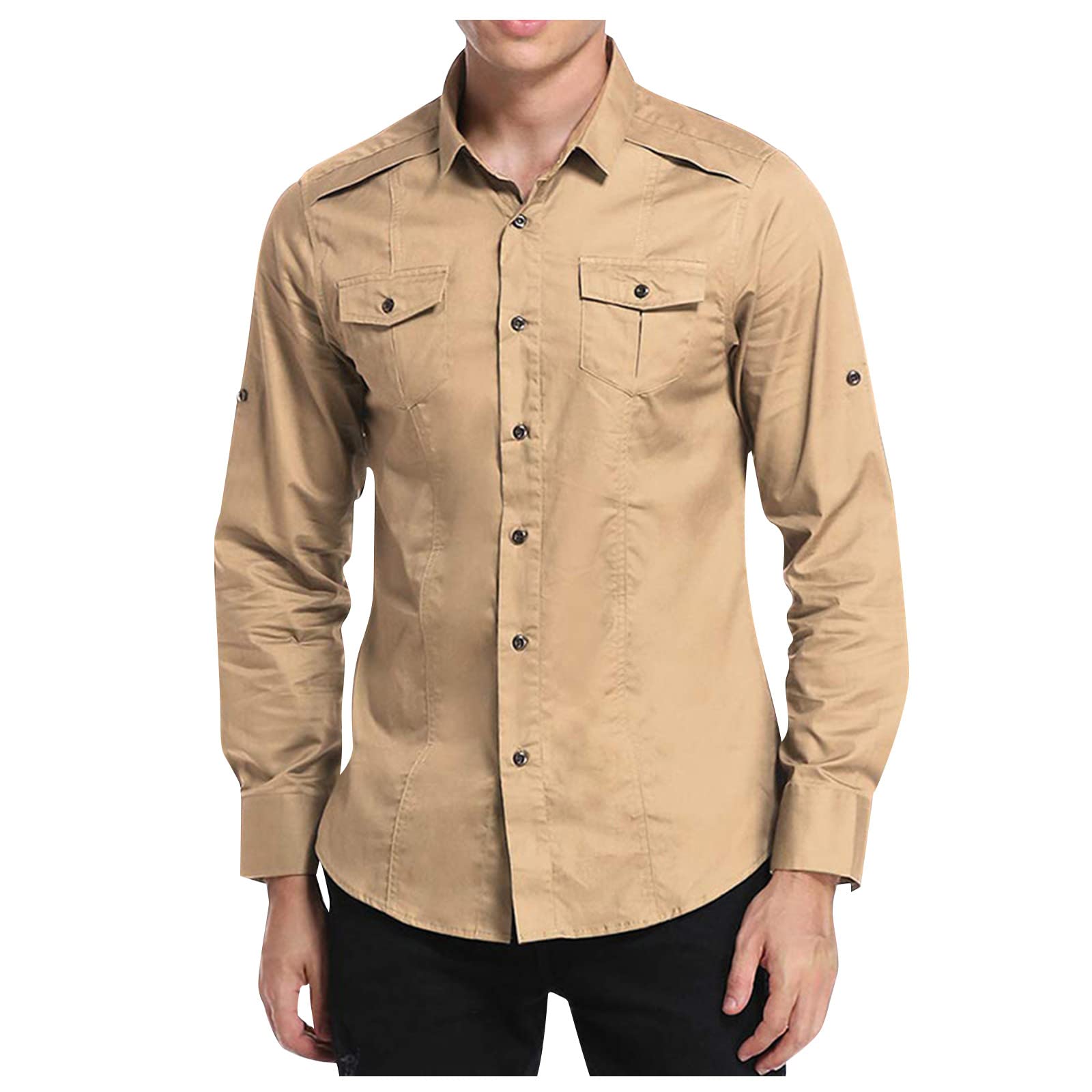 Men's Long Sleeve Button Down Shirts - 100% Cotton Workwear with Trendy Graphic Print & Collar - Perfect for Office, Casual Wear & Outdoor Activities