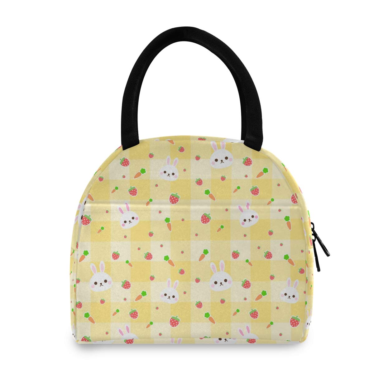 Insulated Rabbit Strawberry Carrot Lunch Bag for Women & Men - Freezable Wide-Open Lunch Box for Work, Office, School, Picnic - Perfect for Meal Prep, Outdoor Activities & Daily Commute
