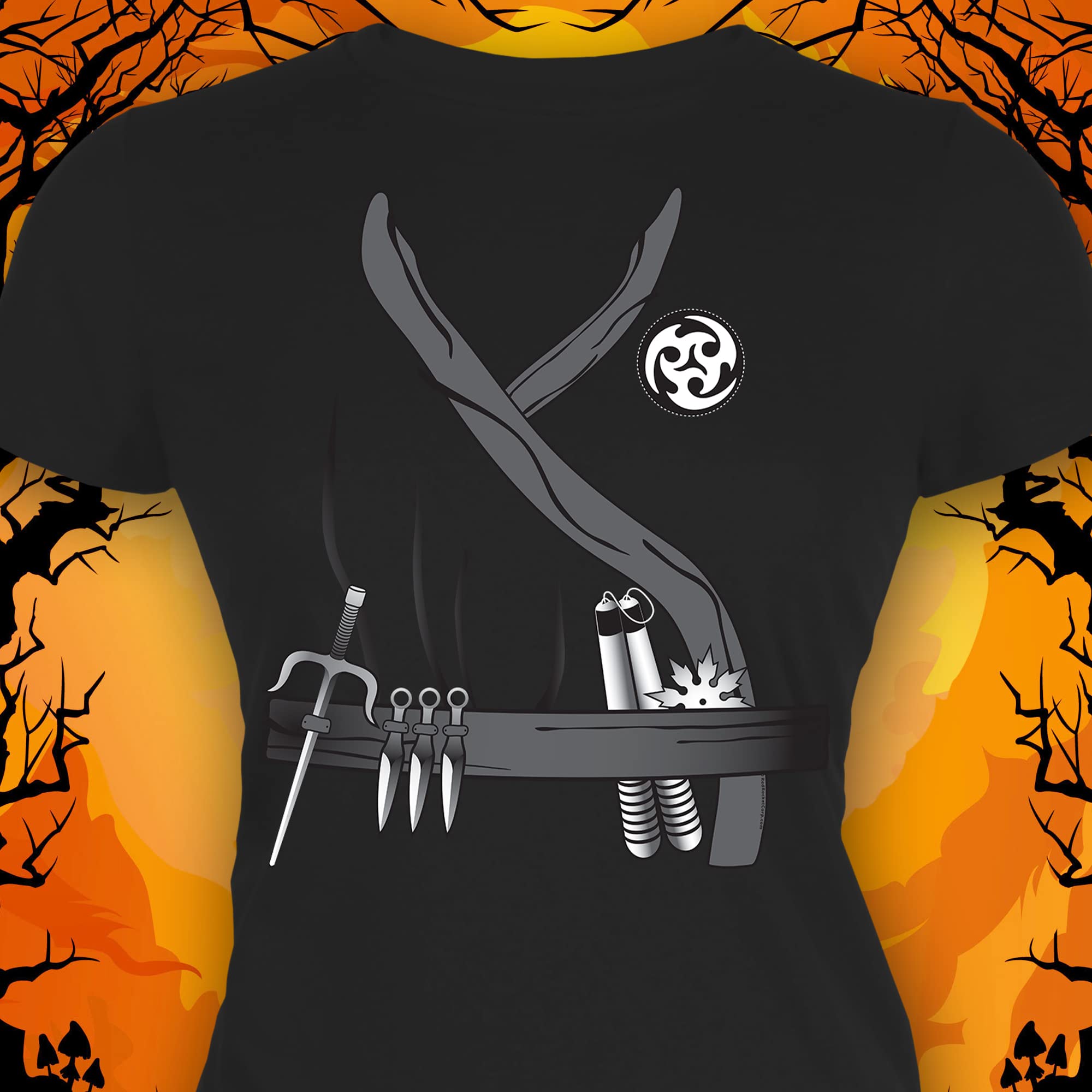 Halloween Ninja Assassin Costume for Women - Black Soft T-Shirt with Long Sleeves | Perfect for Cosplay, Halloween Parties & Themed Events