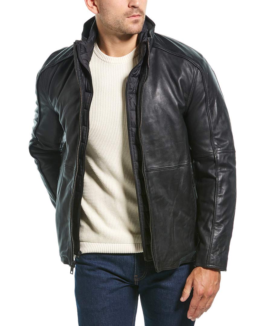 Andrew Marc Genuine Leather Jacket for Men - Premium Biker Style, Warm & Durable - Perfect for Motorcycle Riding, Casual Outfits & Winter Fashion