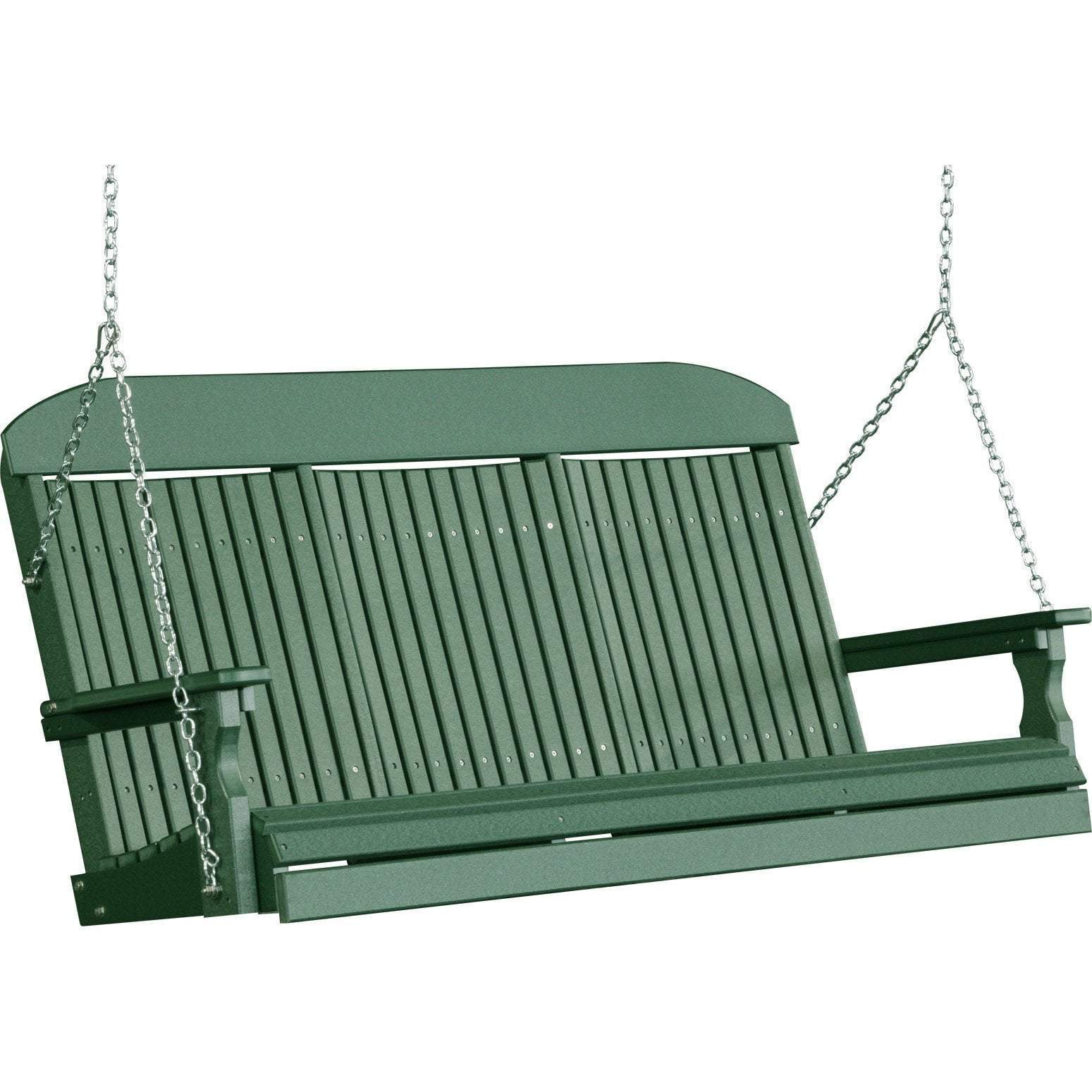 LuxCraft Classic Highback 5ft. Recycled Plastic Porch Swing - Outdoor Patio Furniture for Garden, Backyard, Deck & Porch Relaxation